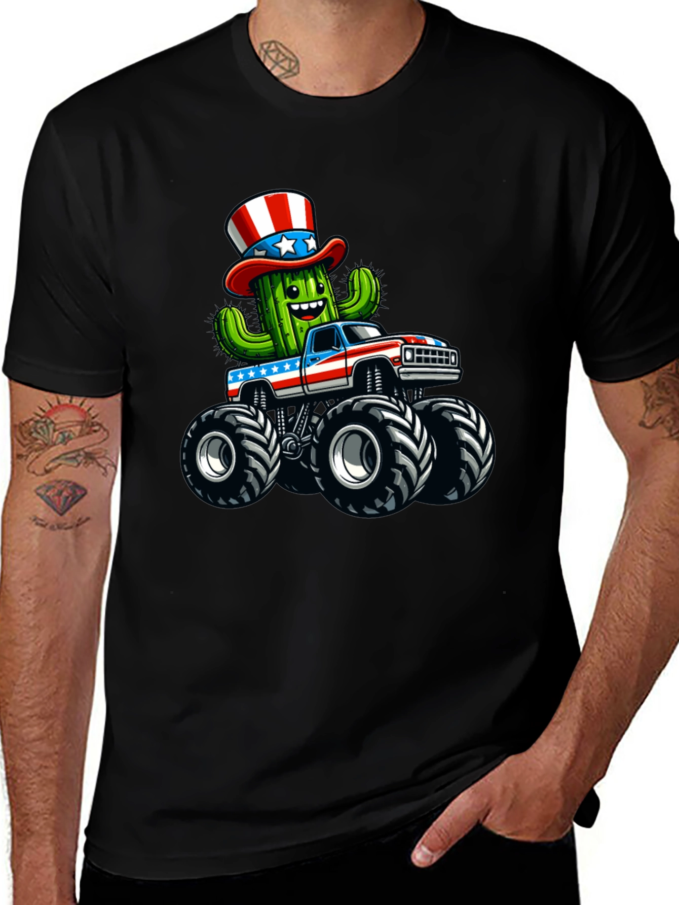 Variant 9 of Patriotic Cactus Monster Truck T-Shirt