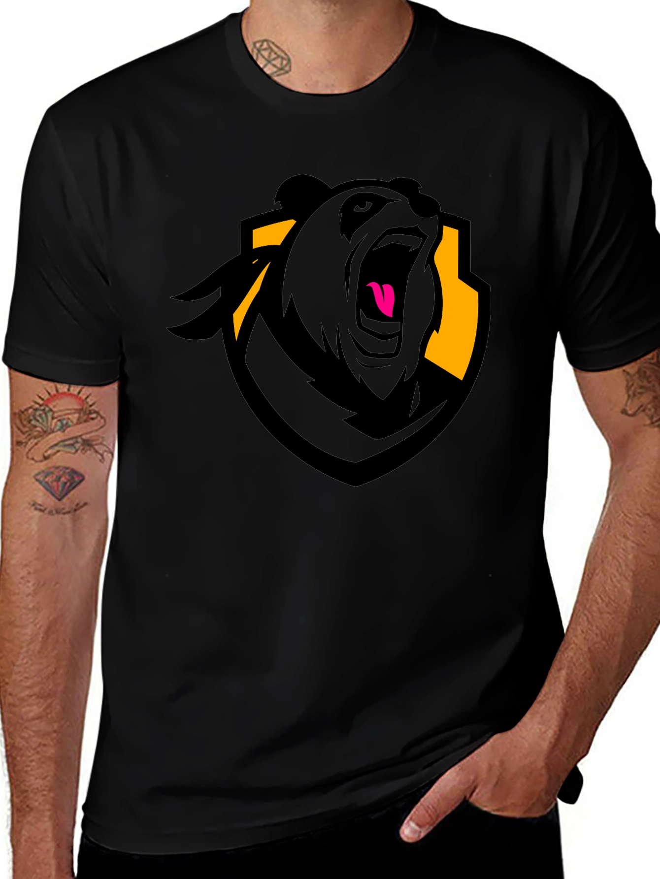 Variant 19 of Men's Black T-Shirt - Panda Design