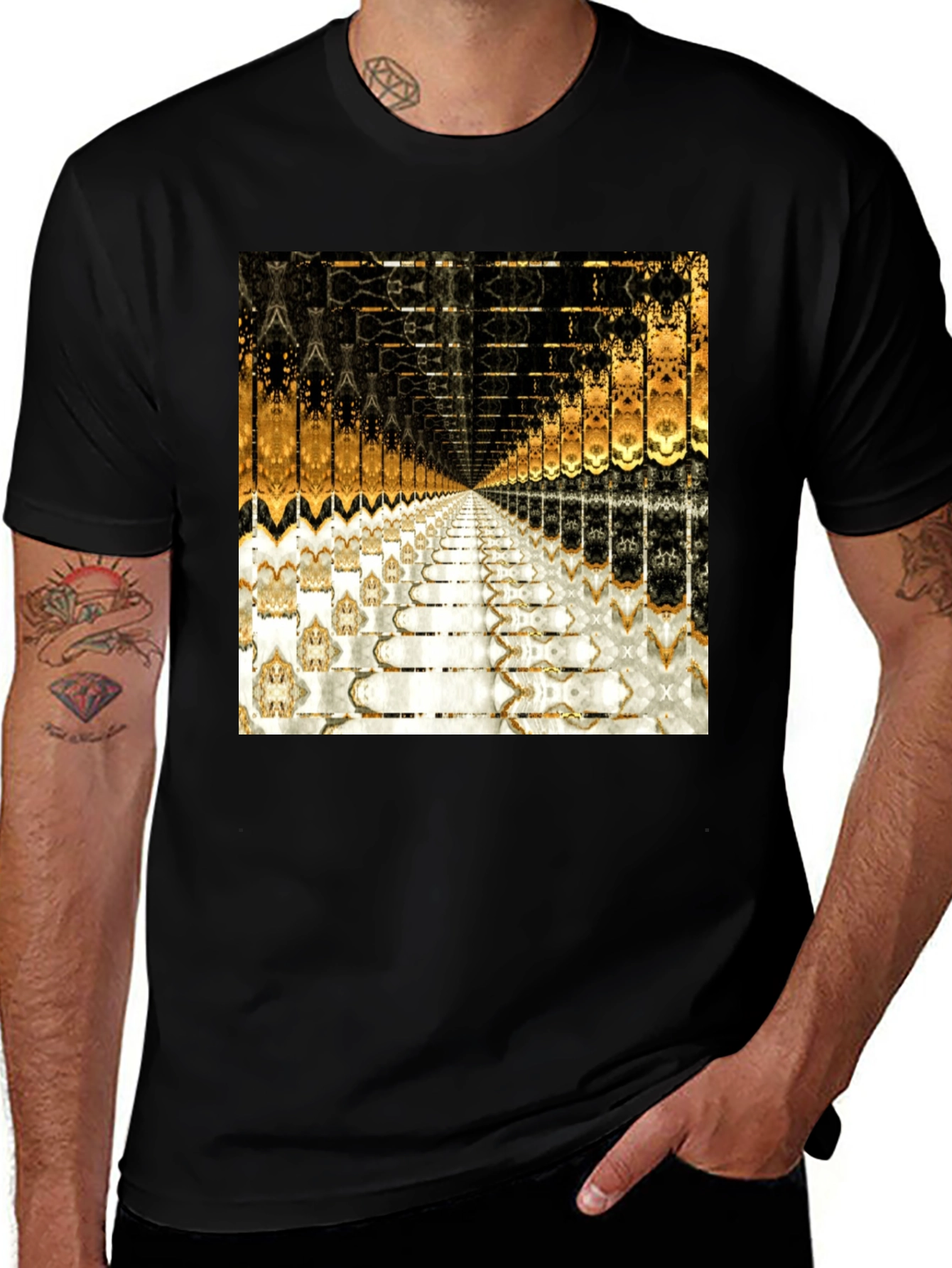 Variant 13 of Abstract Illusion Print Black Tee