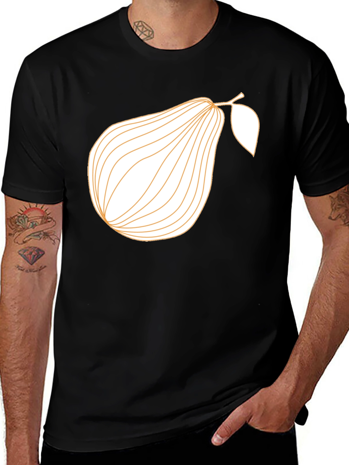 Variant 17 of Modern Pear Graphic Tee - Black Cotton Blend Shirt