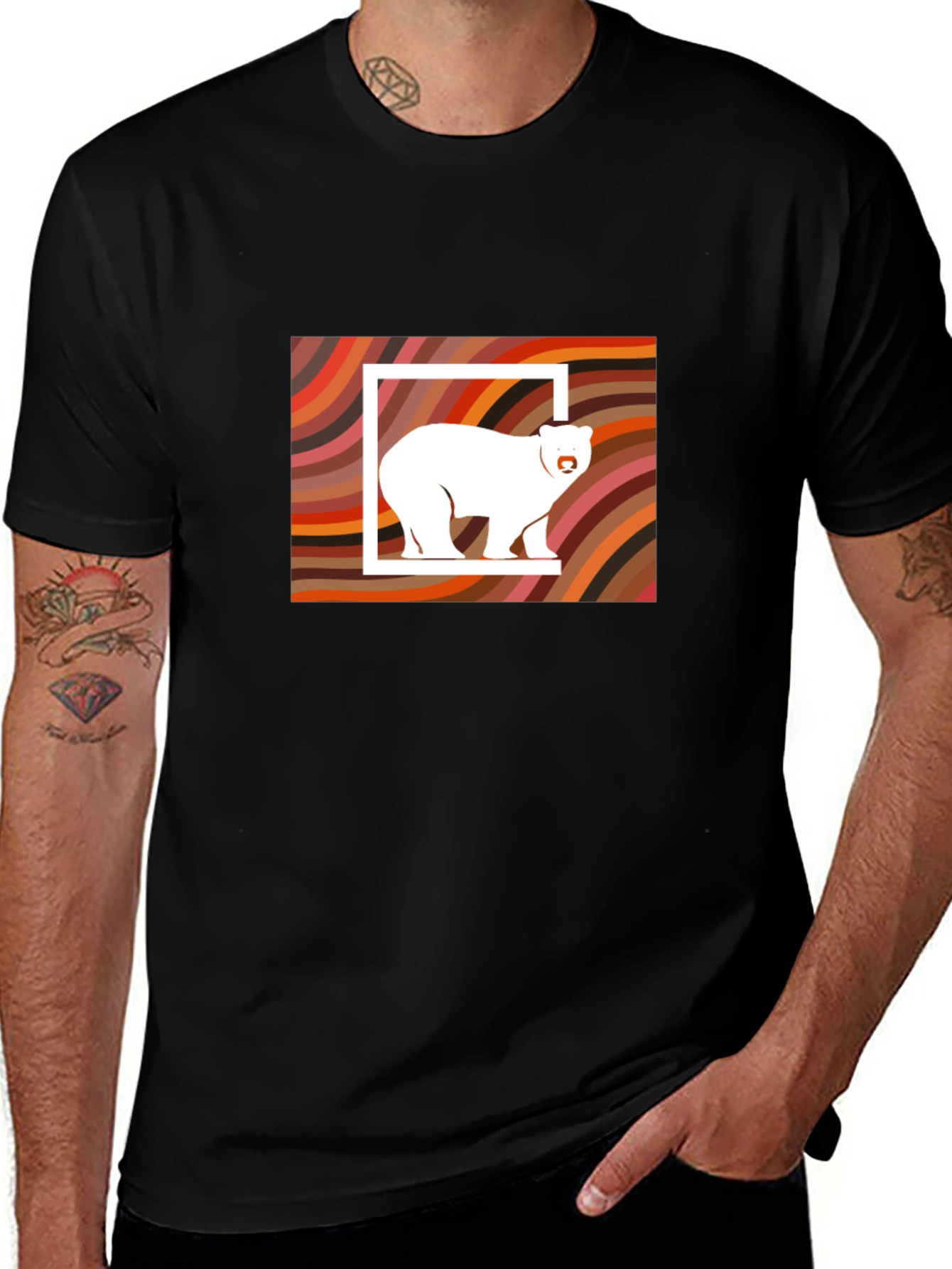 Variant 17 of Retro Bear Graphic Tee - Men's Black T-Shirt