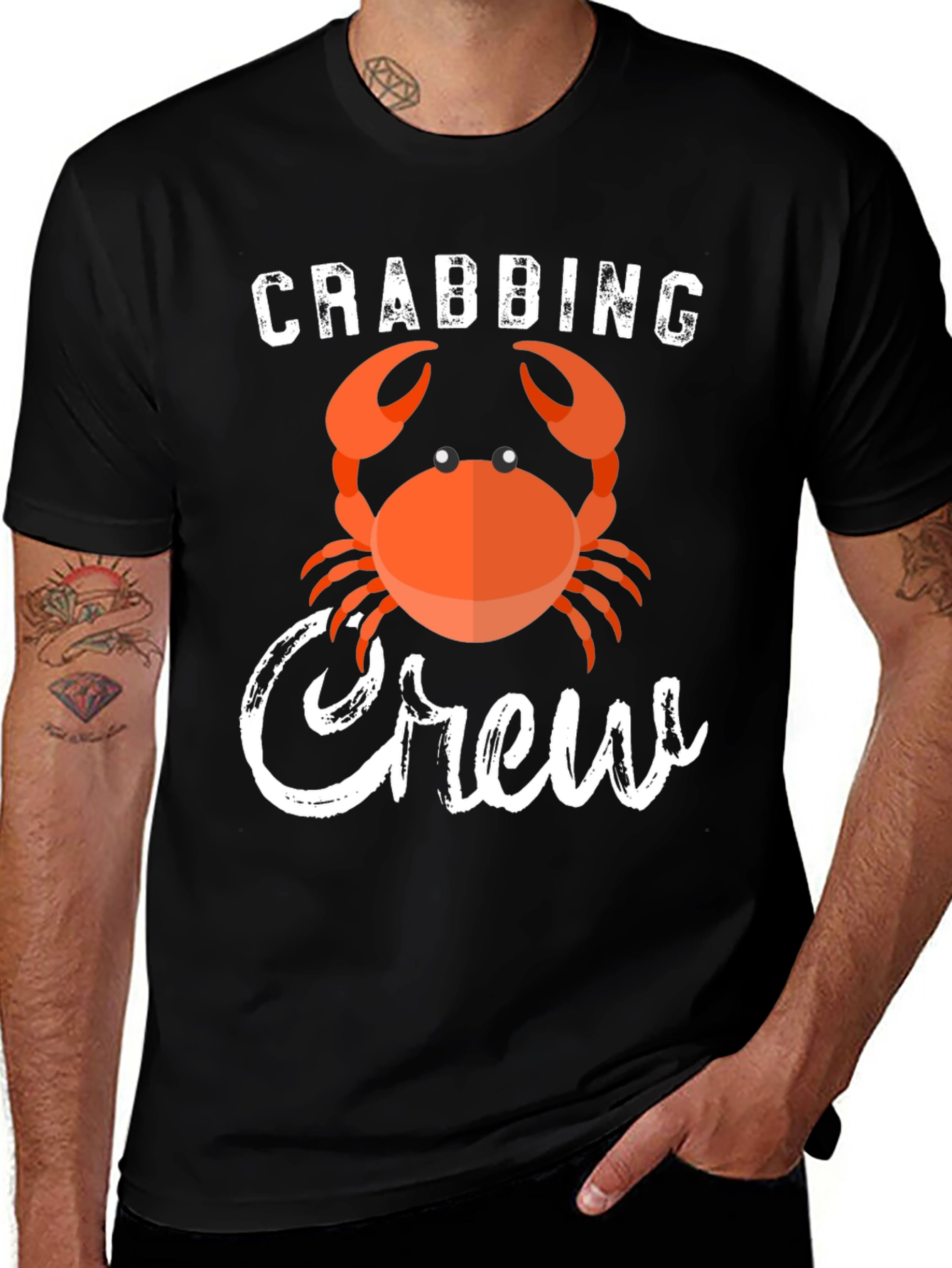 Crabbing Crew Graphic Tee - Black Cotton T-Shirt