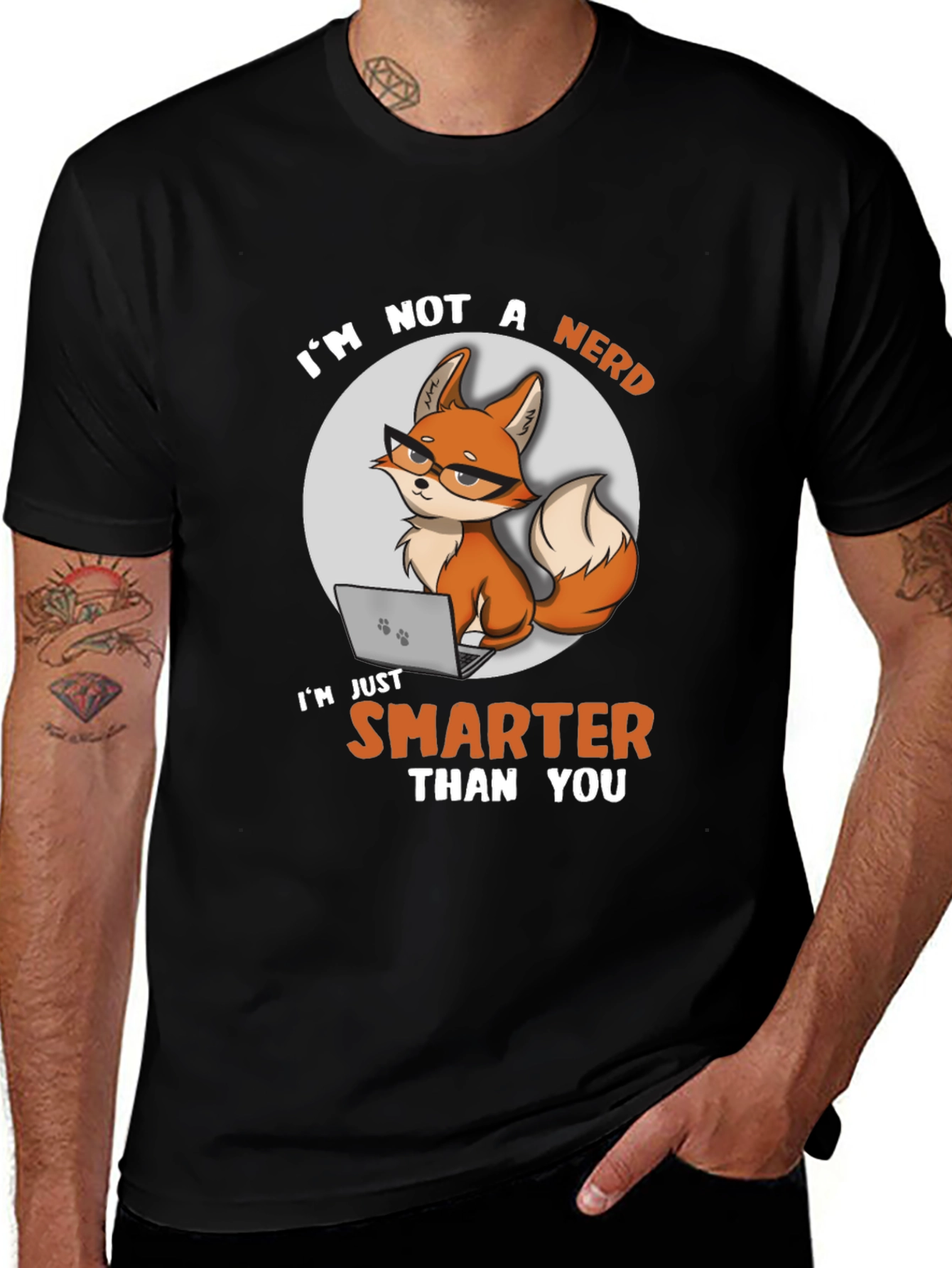 Black Smarter Than You Fox Graphic Tee main image