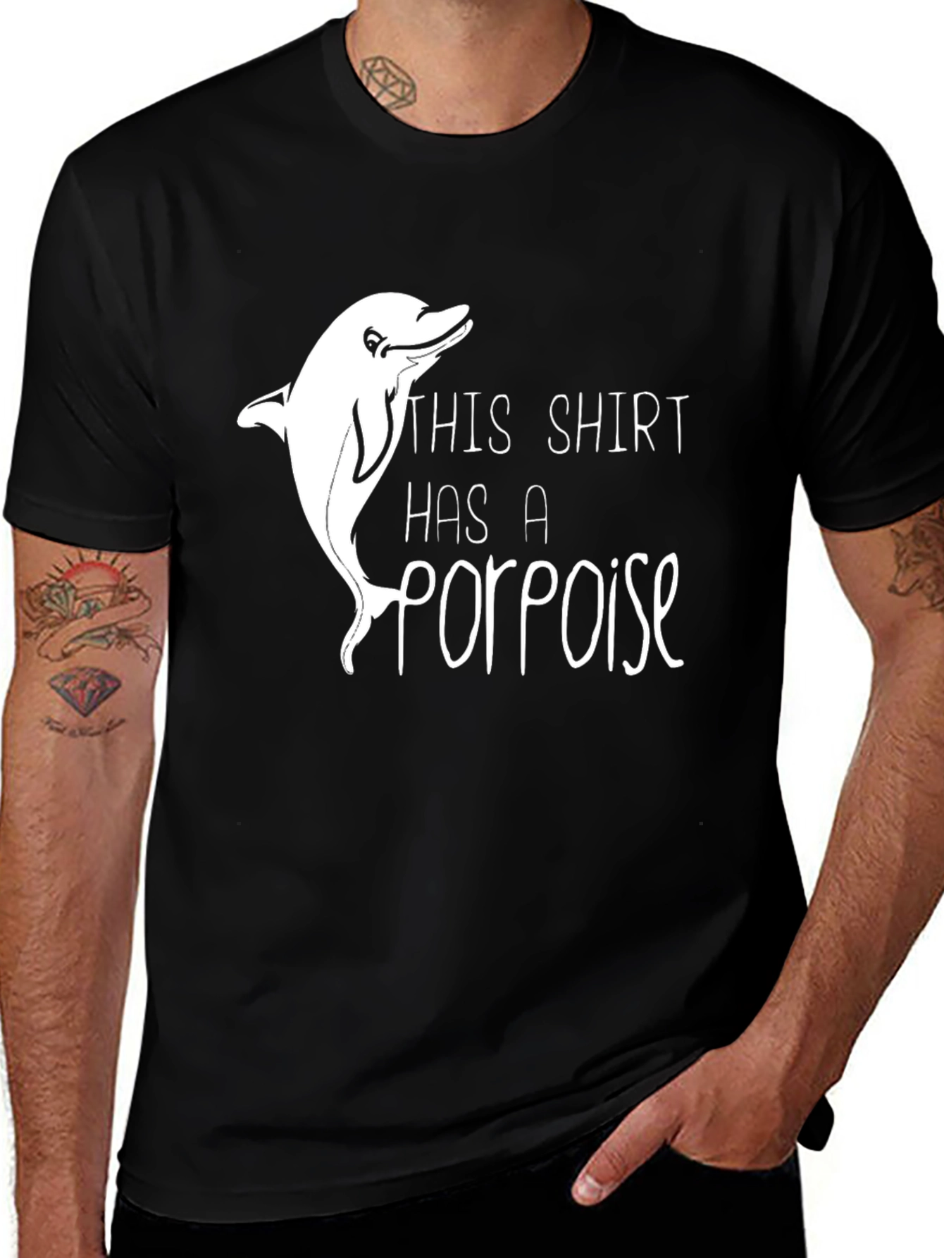 Variant 22 of Porpoise Graphic T-Shirt - Men's Black Tee