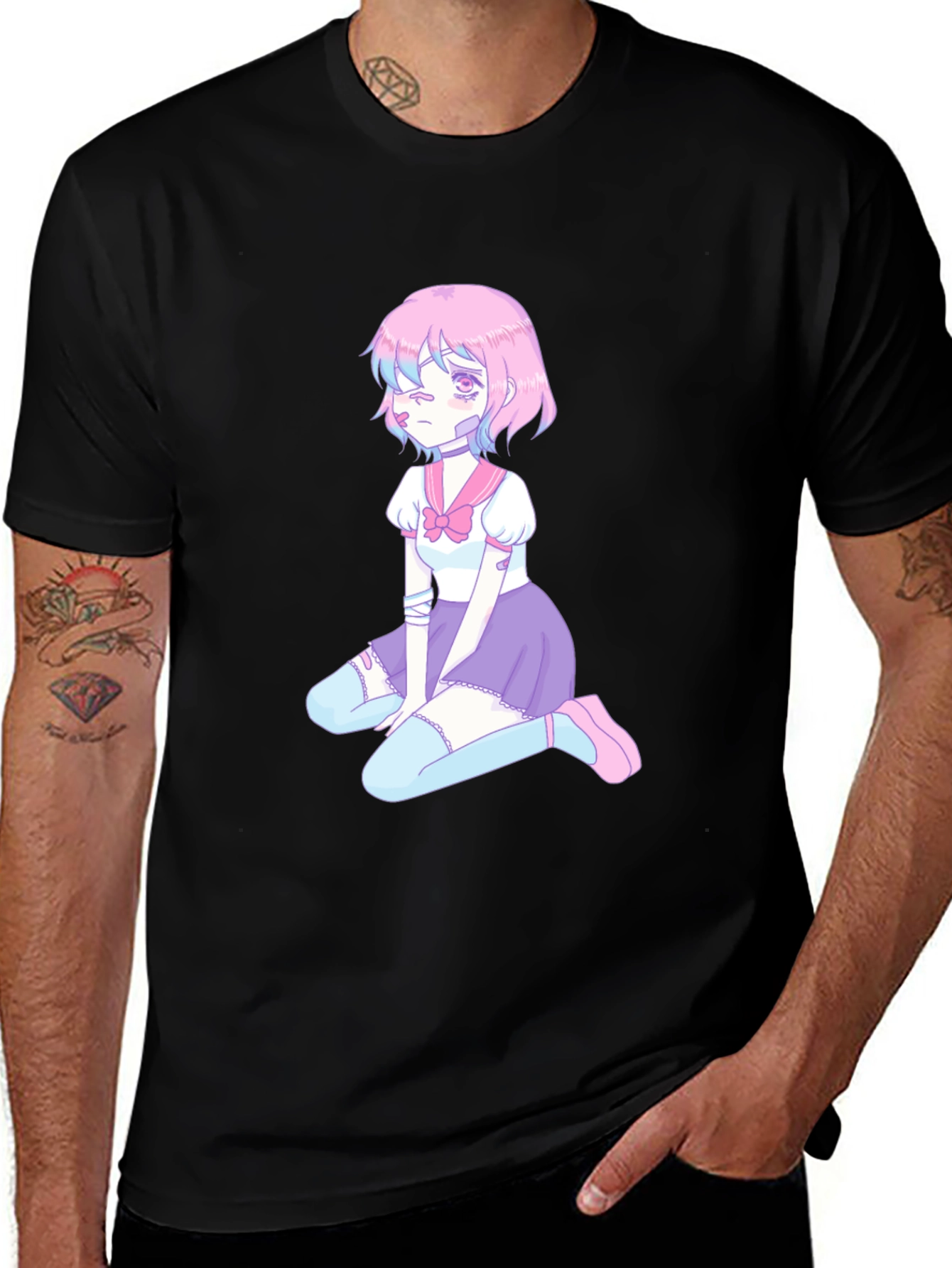 Variant 26 of Anime Girl Graphic Tee - Black