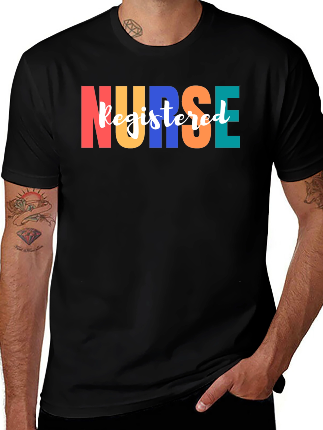 Variant 2 of Registered Nurse Graphic Tee - Colorful Nurse T-Shirt