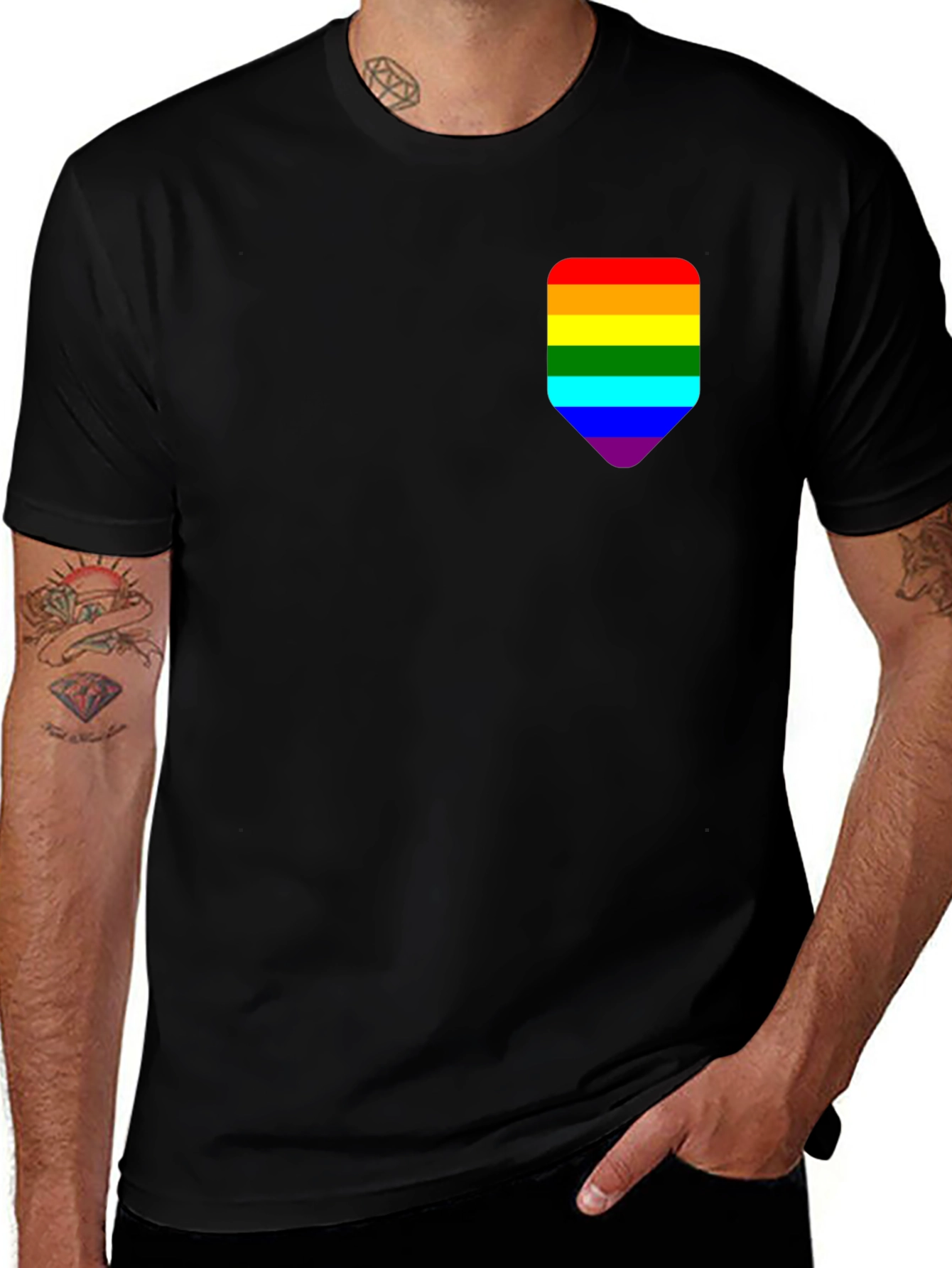 Variant 26 of Pride Pocket Tee - Black Cotton Blend