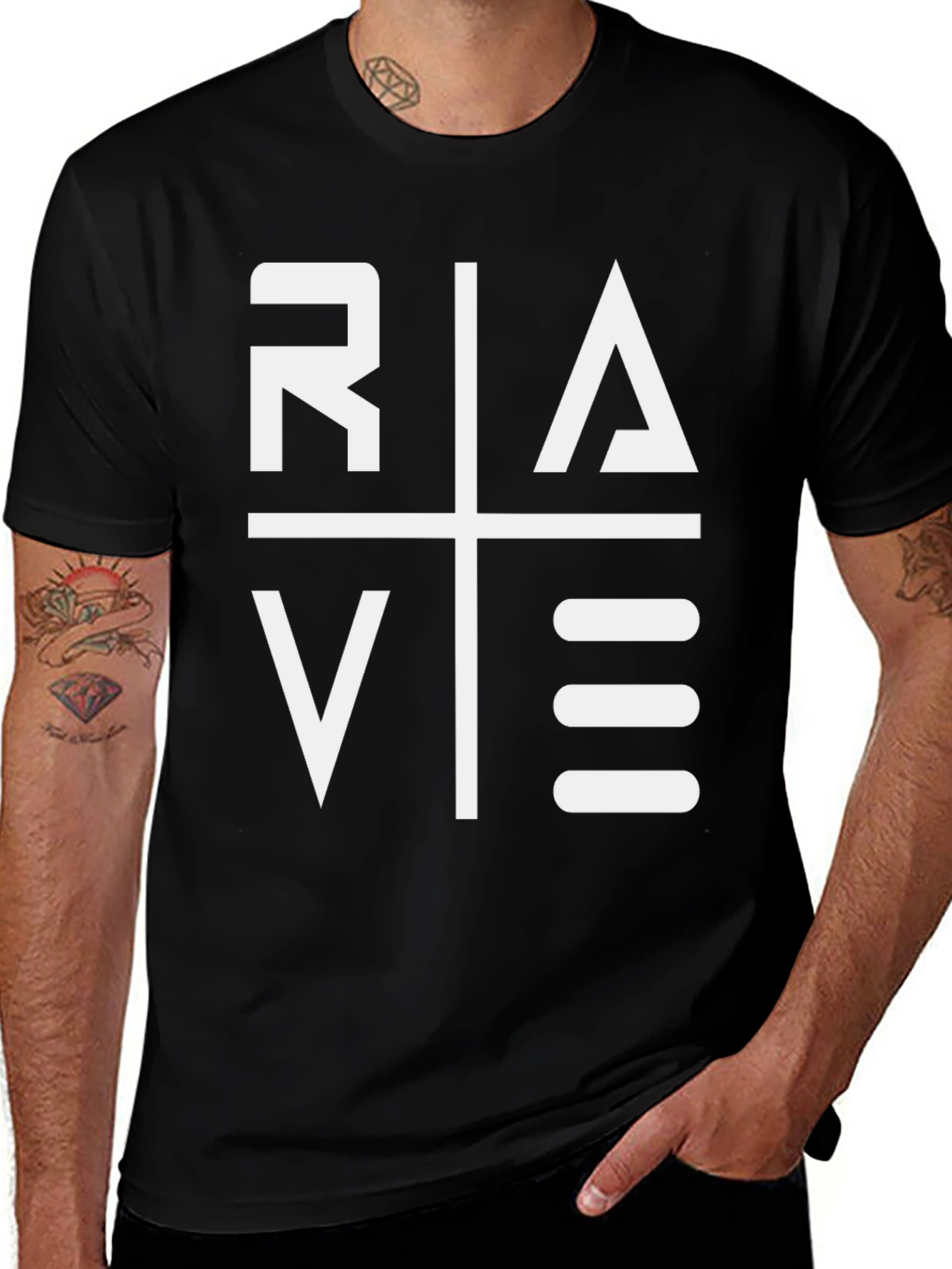 Variant 18 of Rave Graphic Tee - Bold Style, Black T-Shirt