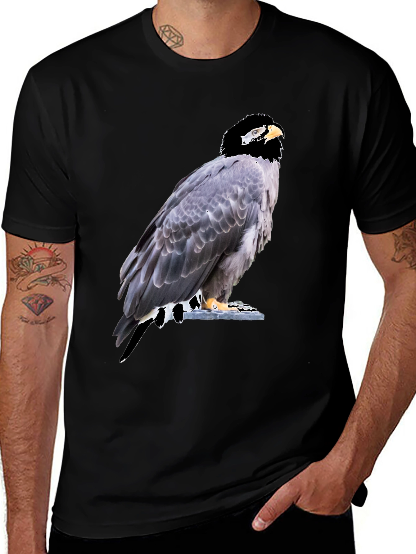 Variant 25 of Eagle Graphic Tee - Men's Black Cotton T-Shirt