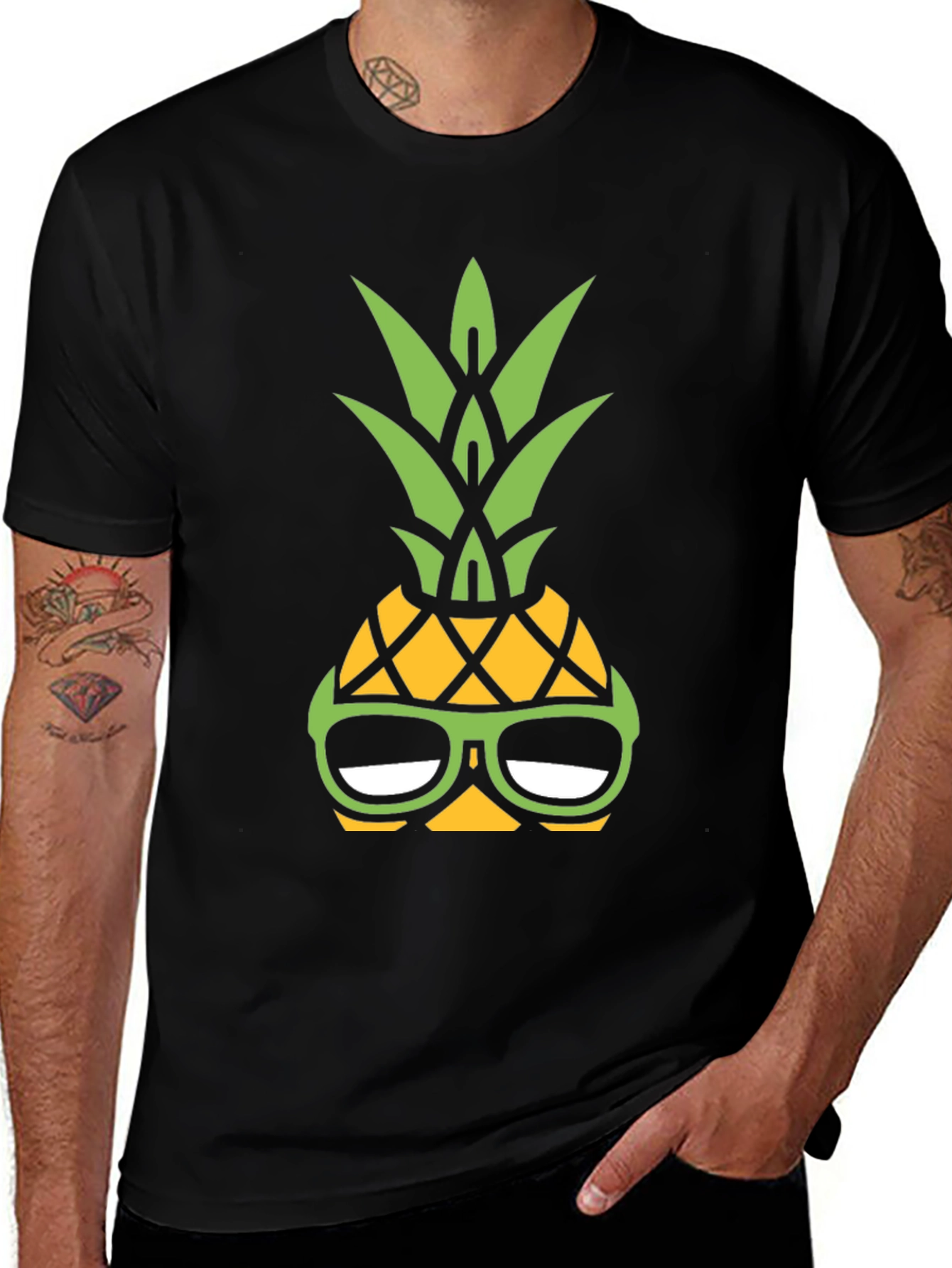 Variant 14 of Cool Pineapple Graphic Tee - Black Cotton Blend T-Shirt