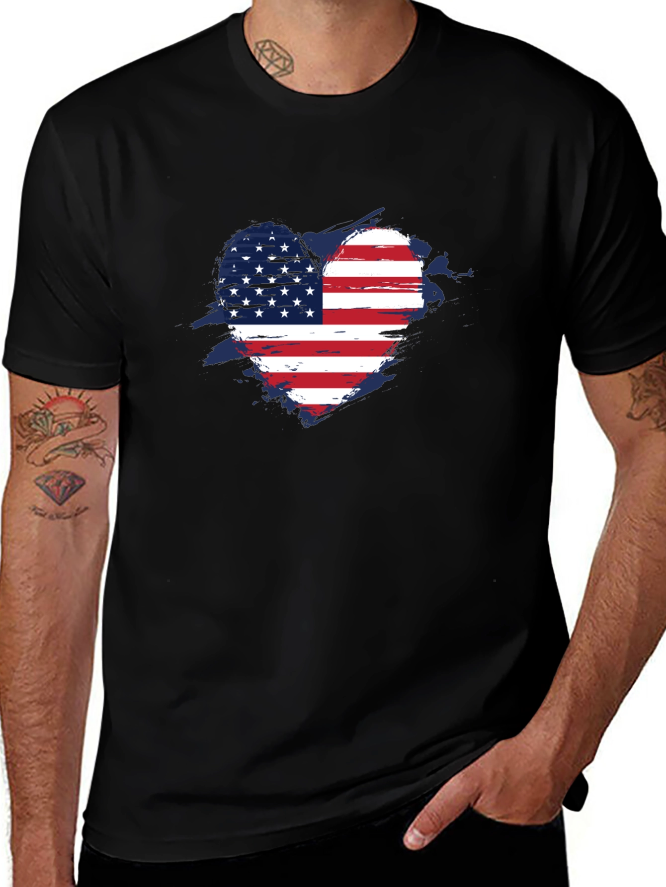 Variant 20 of American Flag Heart Graphic Tee - Patriotic T-Shirt