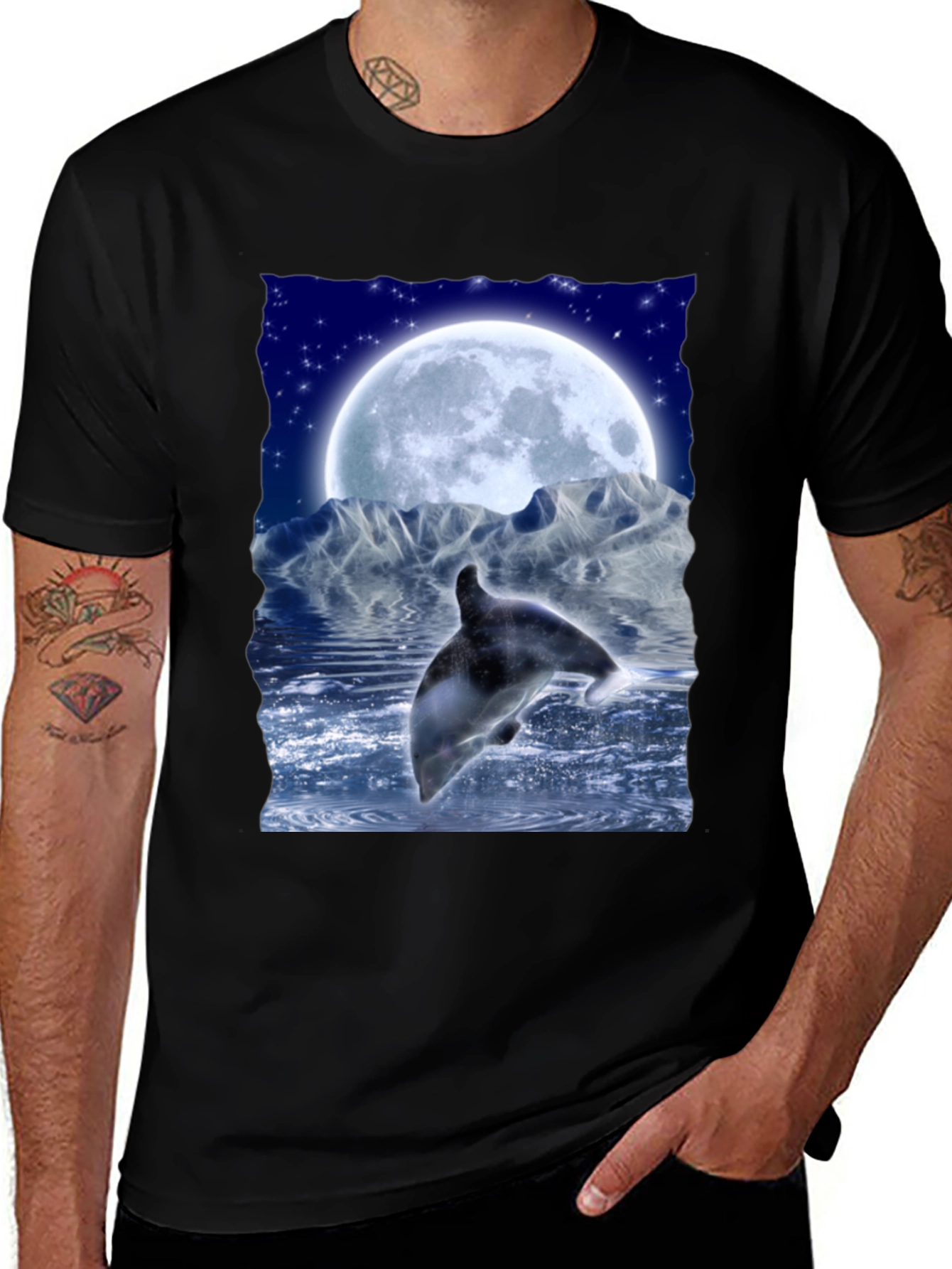 Variant 30 of Dolphin Moon Graphic Tee