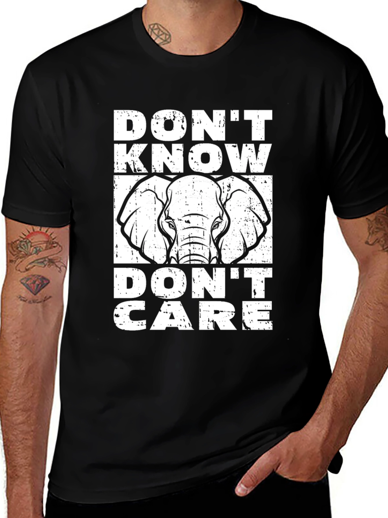 Variant 27 of Don't Know, Don't Care Elephant Graphic Tee