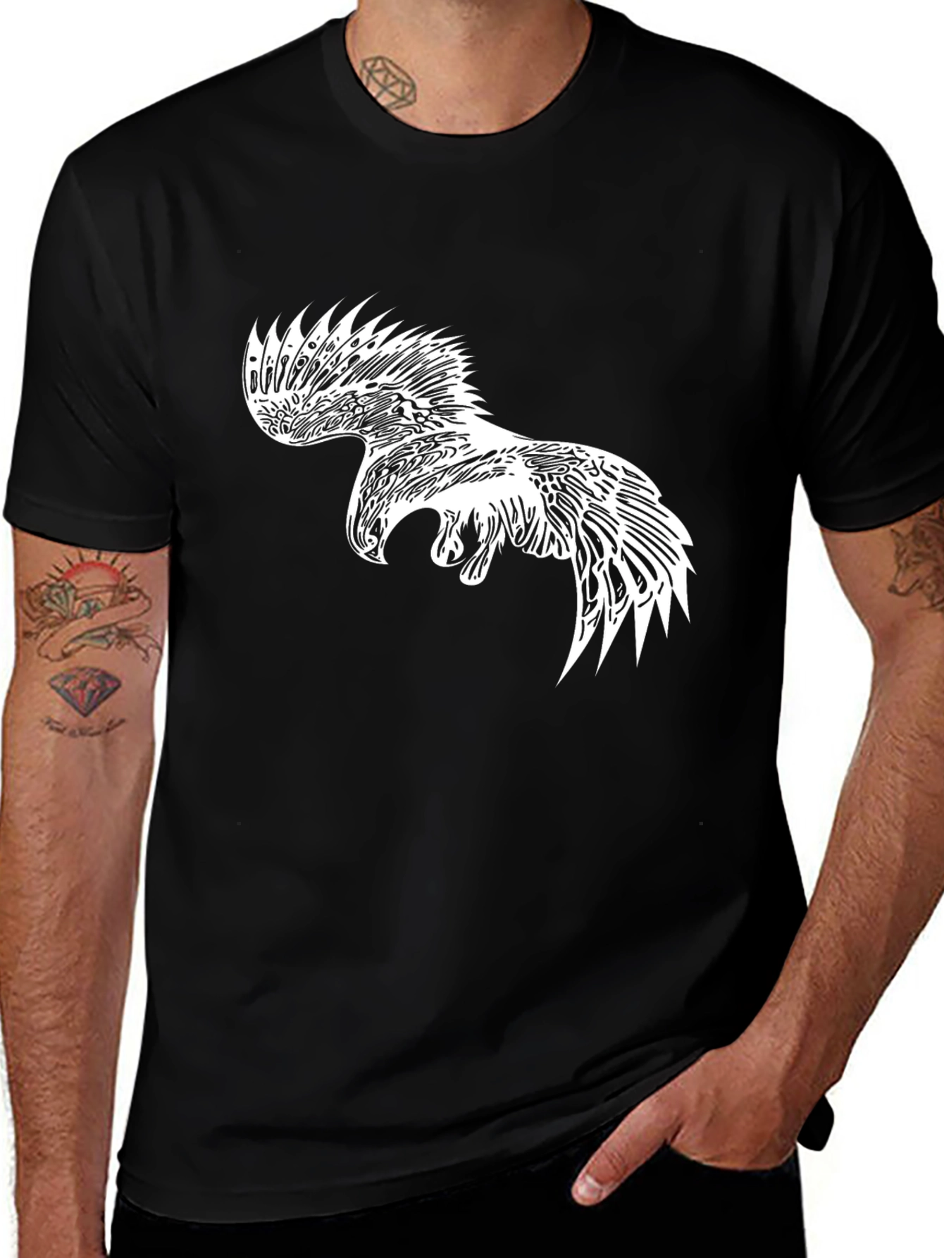 Variant 9 of Cool Eagle Graphic T-Shirt - Stylish Black Tee