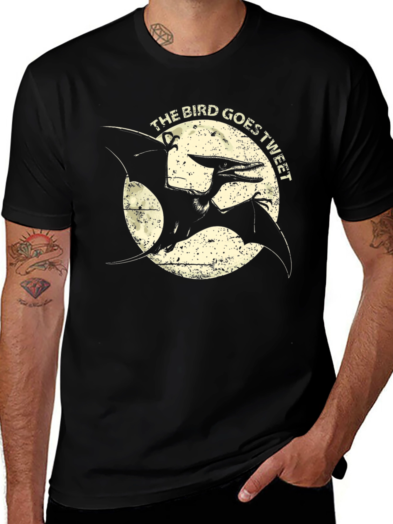 Dinosaur Pterodactyl Graphic T-Shirt - The Bird Goes Tweet
