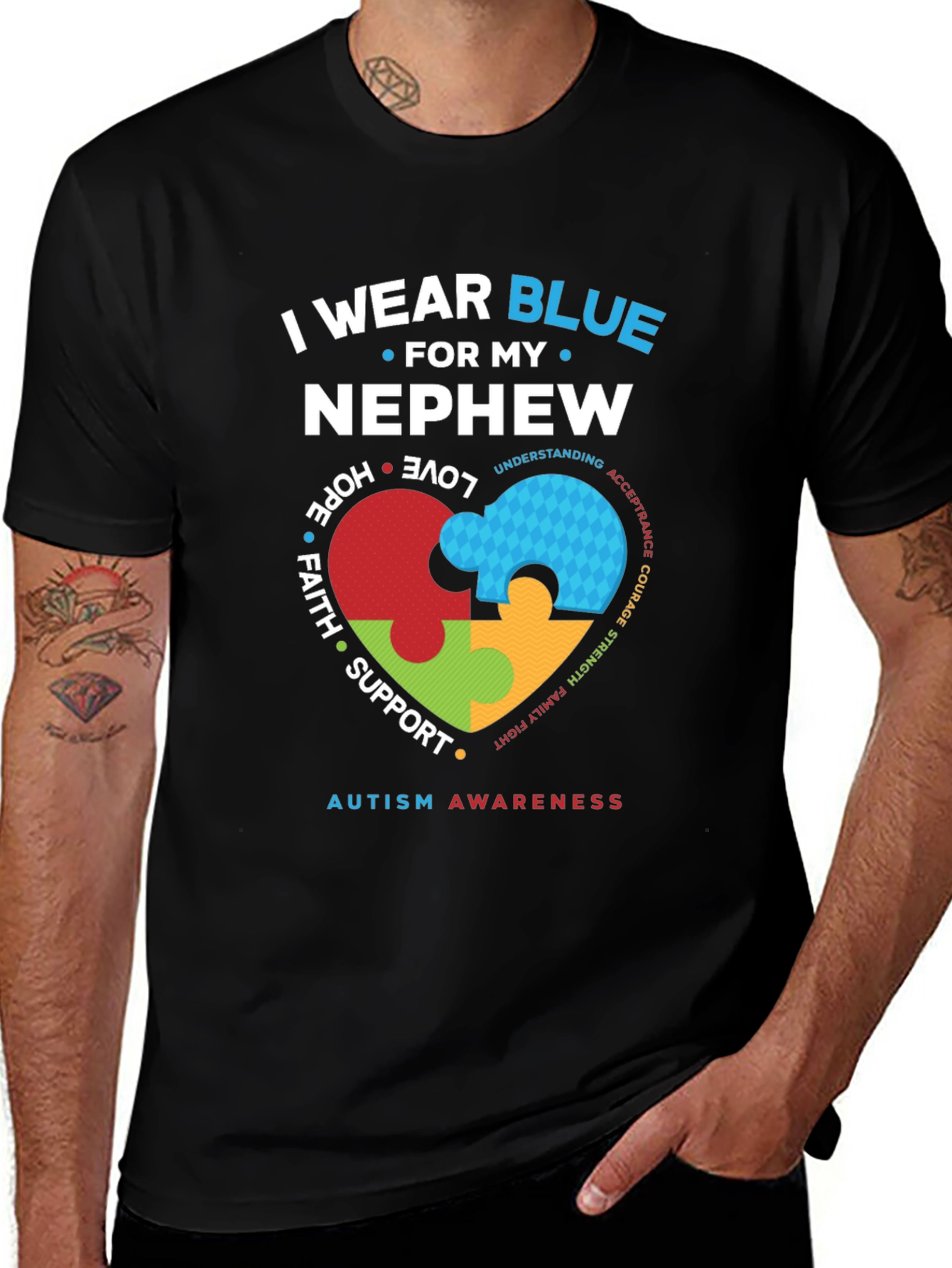 Variant 16 of I Wear Blue For My Nephew Autism Awareness T-Shirt