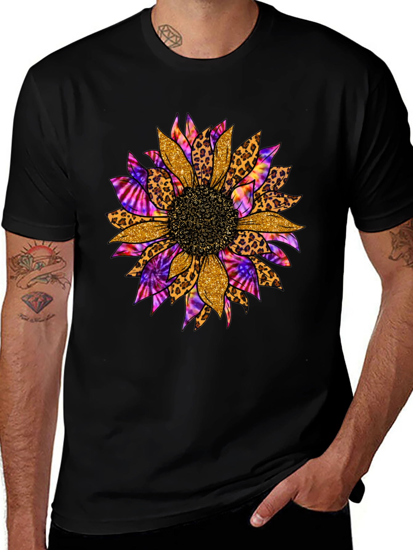 Variant 17 of Sunflower Leopard Tie Dye Graphic Tee