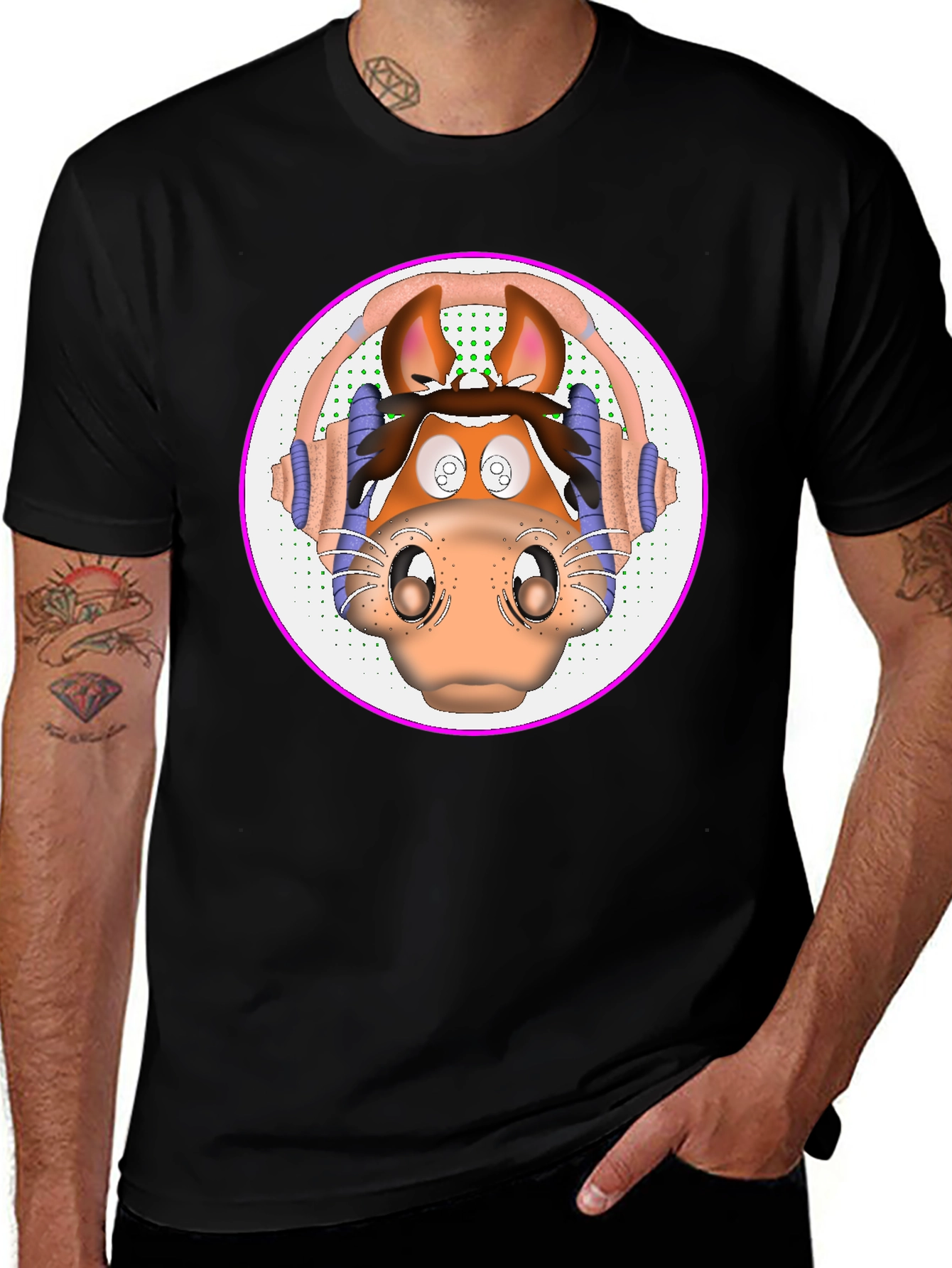 Variant 14 of Cartoon Horse Headphone Graphic T-Shirt