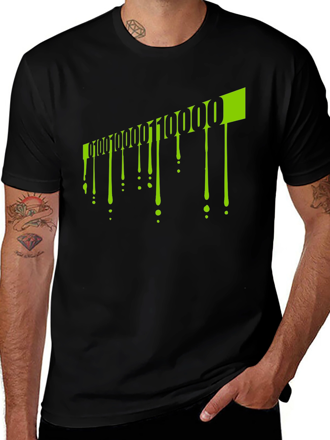 Variant 25 of Binary Code Drip Graphic Tee