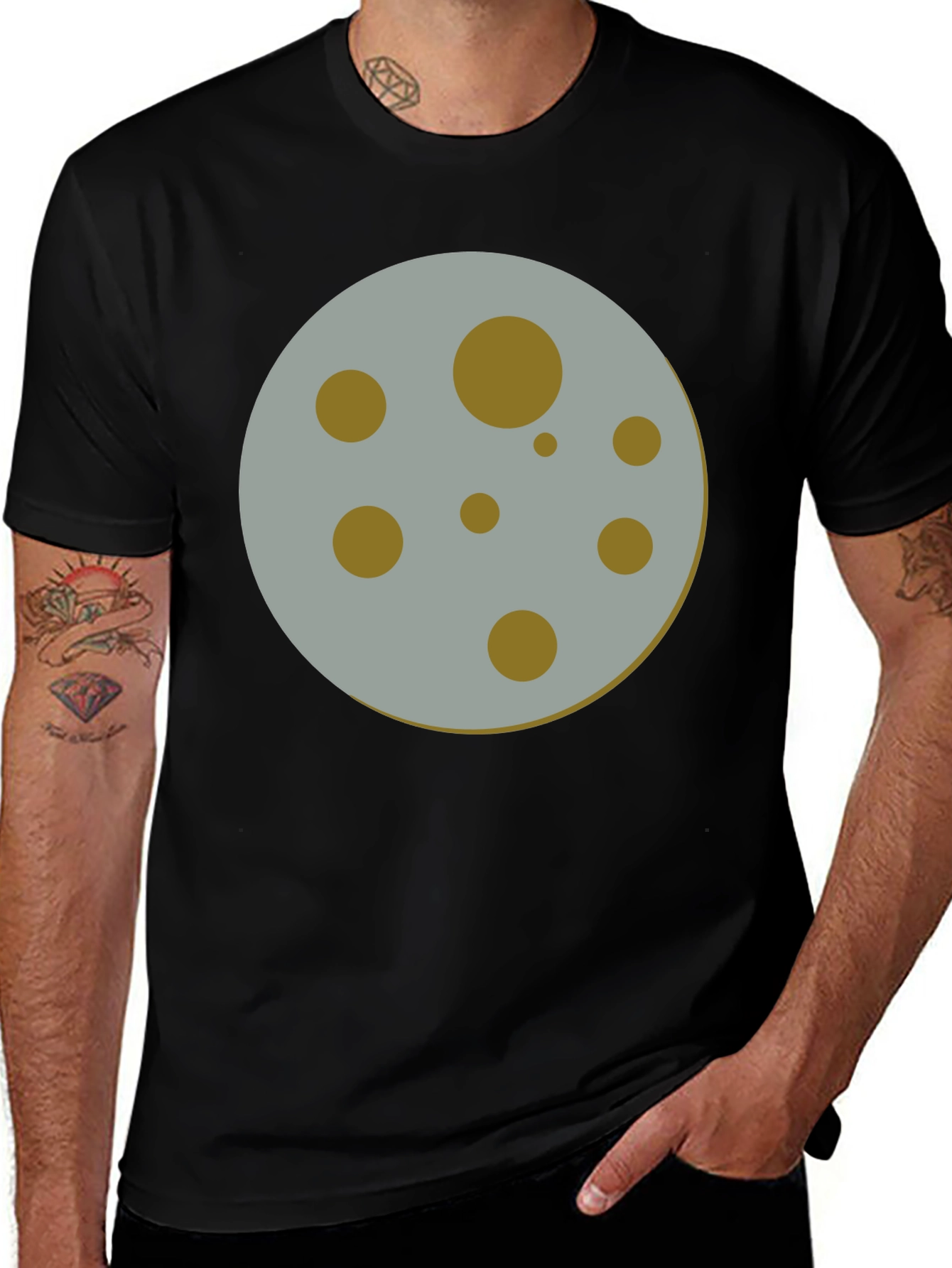 Variant 27 of Moon Graphic Tee - Black Crew Neck T-Shirt