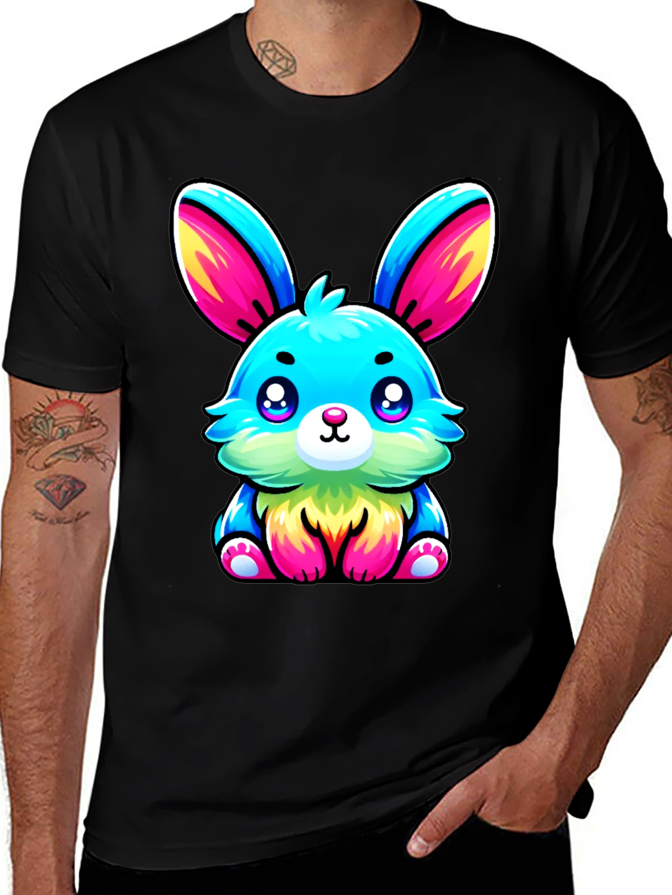 Variant 11 of Cute Cartoon Bunny Graphic Tee