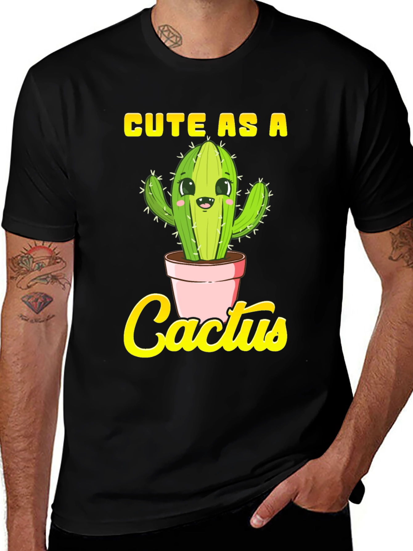 Variant 20 of Cute as a Cactus Graphic Tee - Unisex Black Shirt