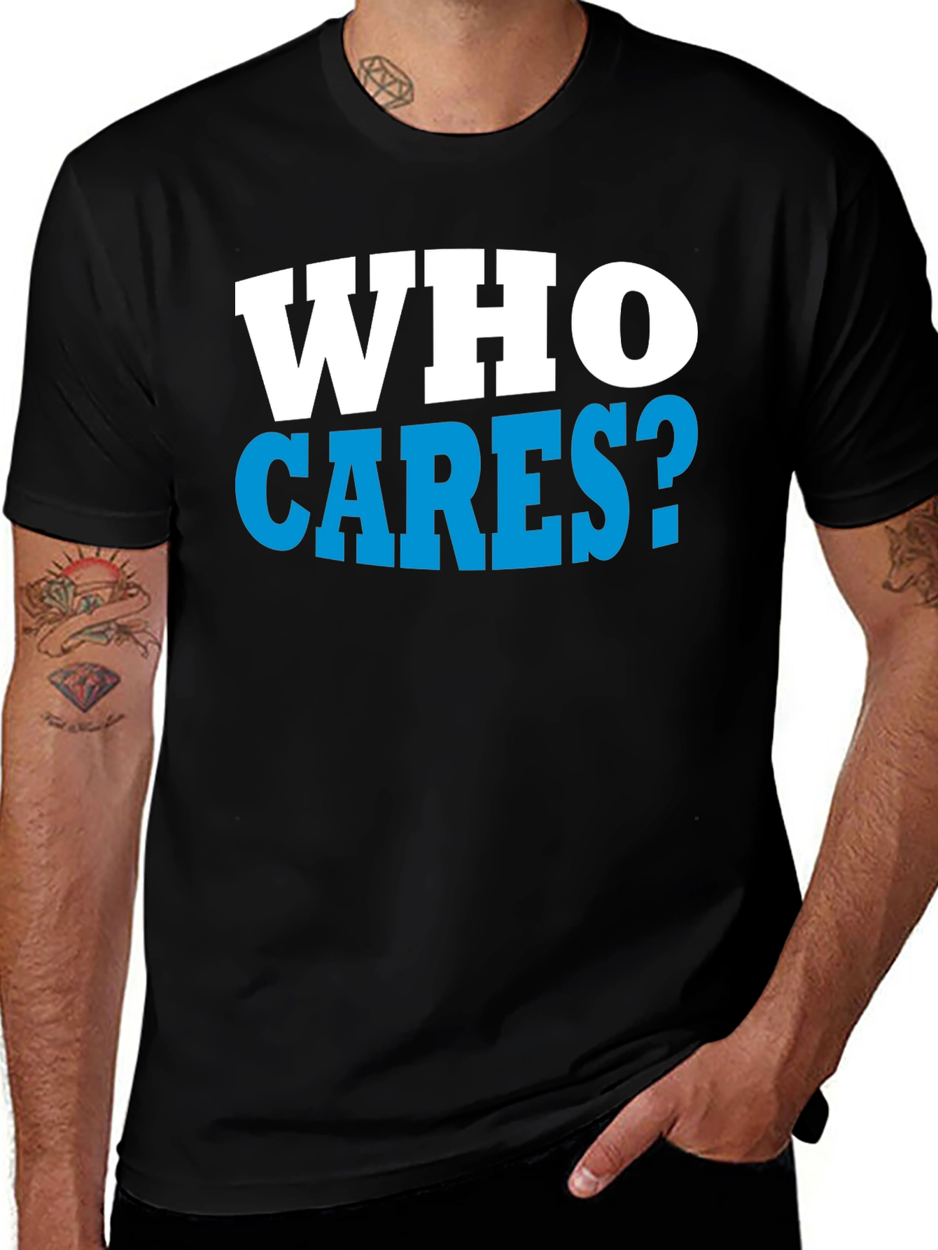 Variant 11 of Who Cares? Graphic Print Black T-Shirt