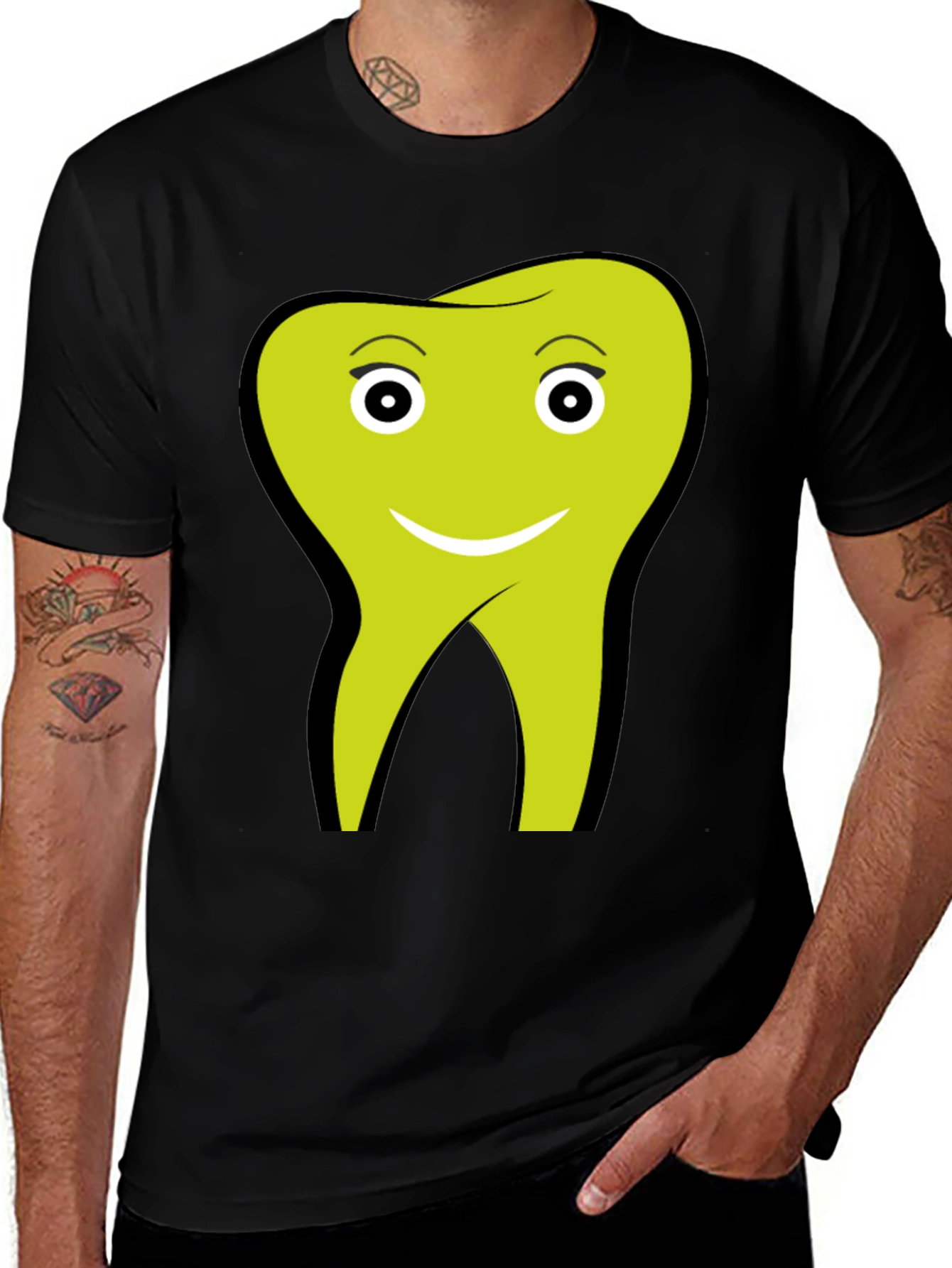 Funny Tooth Graphic Tee - Black Cotton Comfort