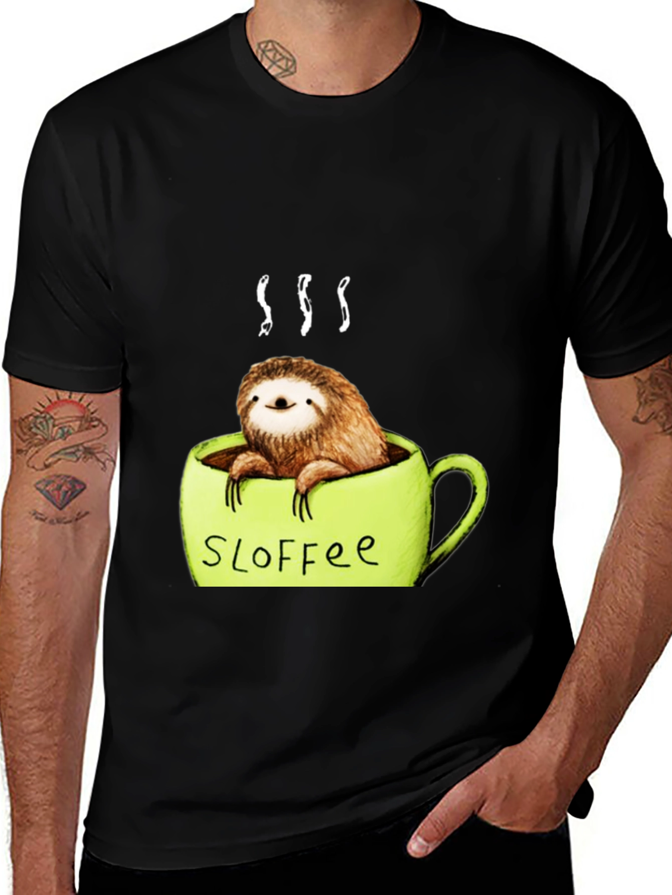 Funny Sloth Coffee Graphic Tee