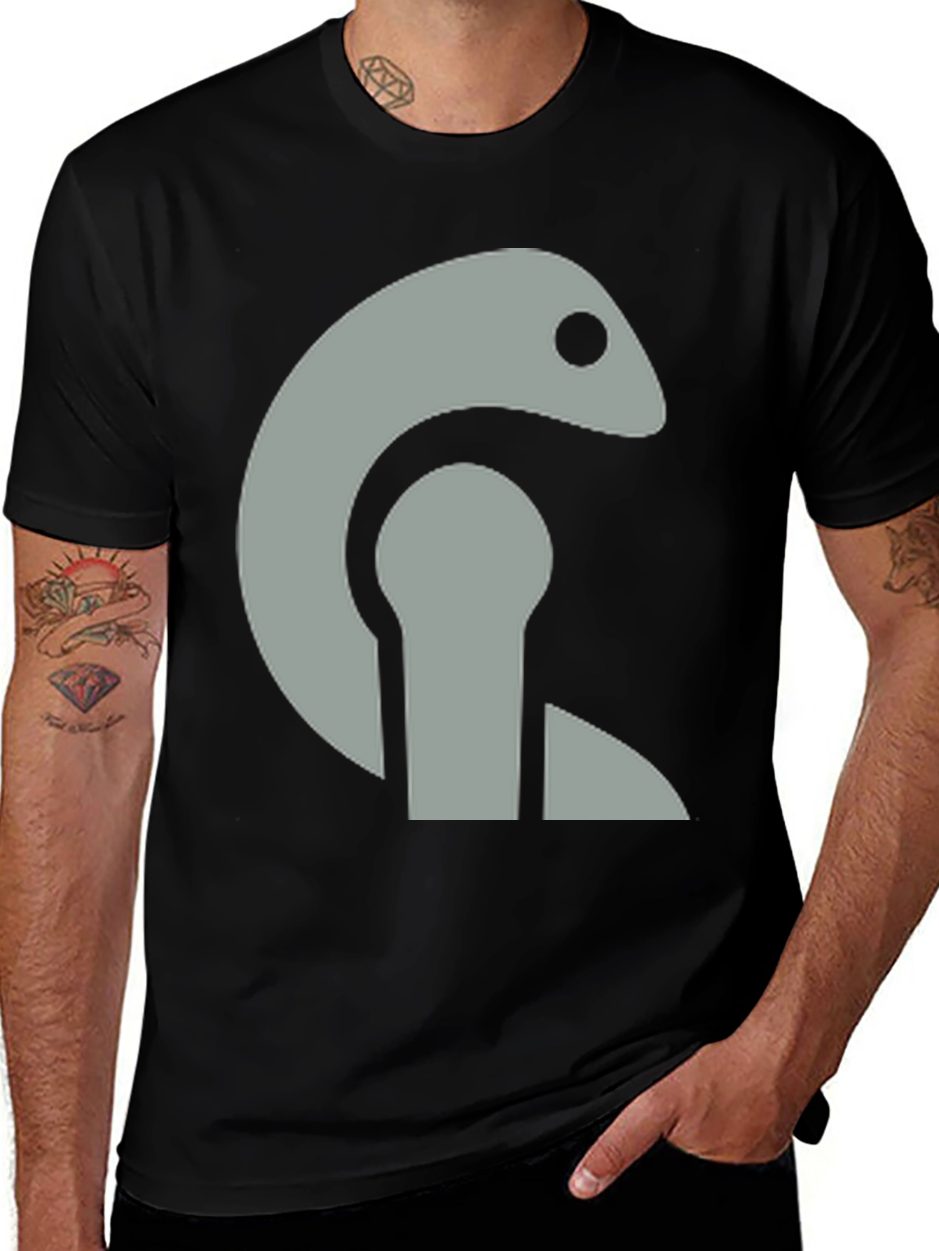 Variant 19 of Abstract Lizard Graphic Tee - Black Cotton Blend