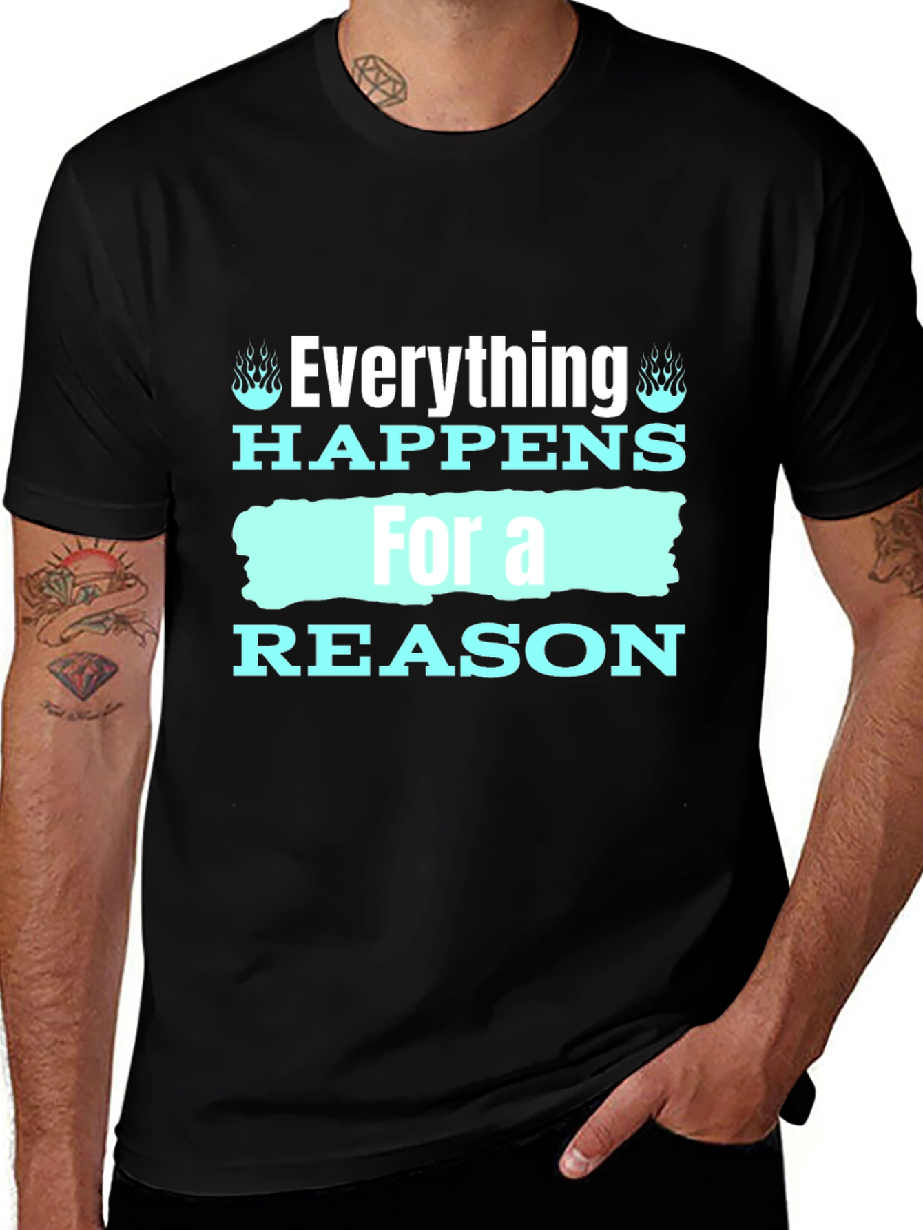 Variant 6 of Everything Happens For a Reason Black Graphic Tee