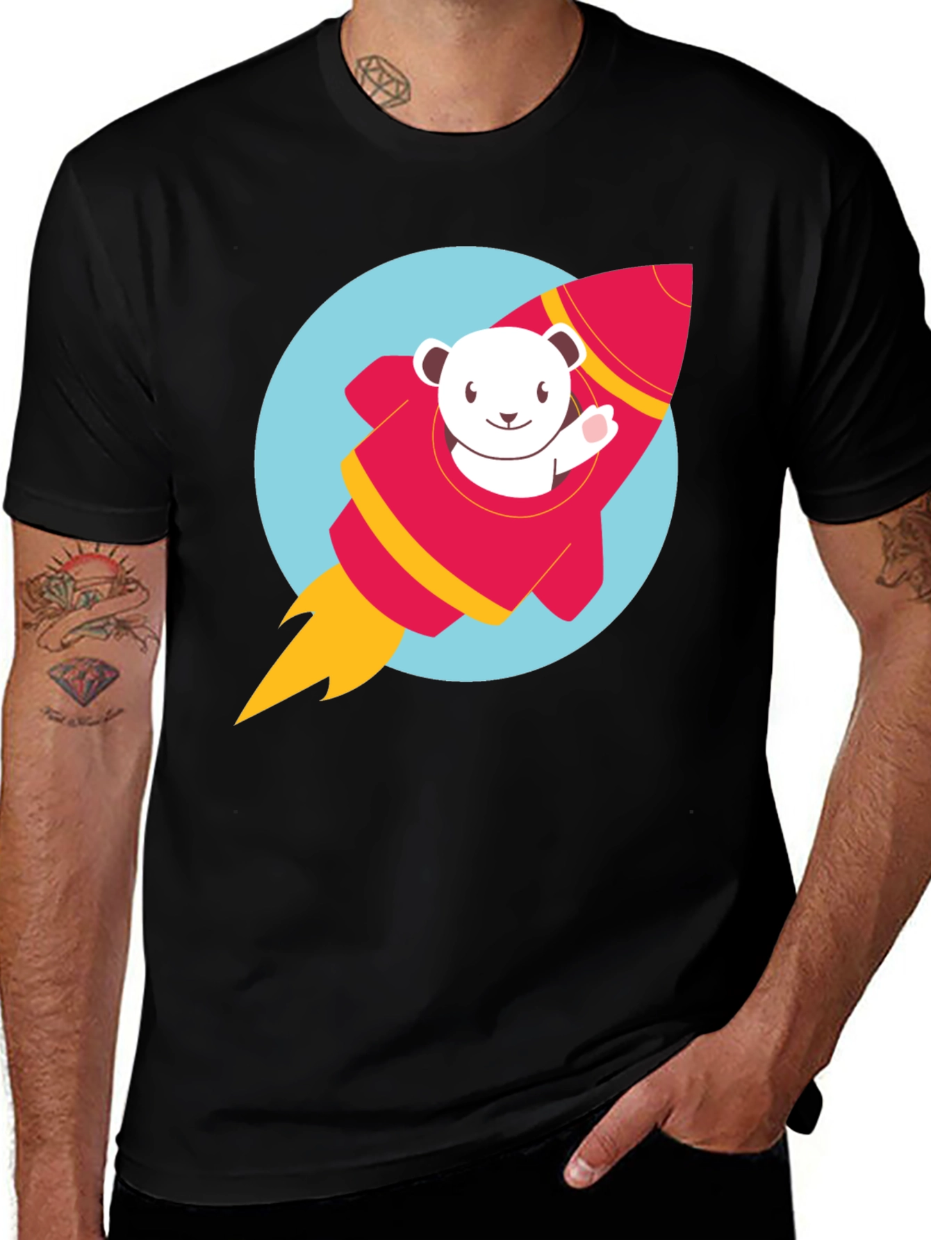Variant 19 of Bear in Rocket T-Shirt - Fun & Unique Graphic Tee