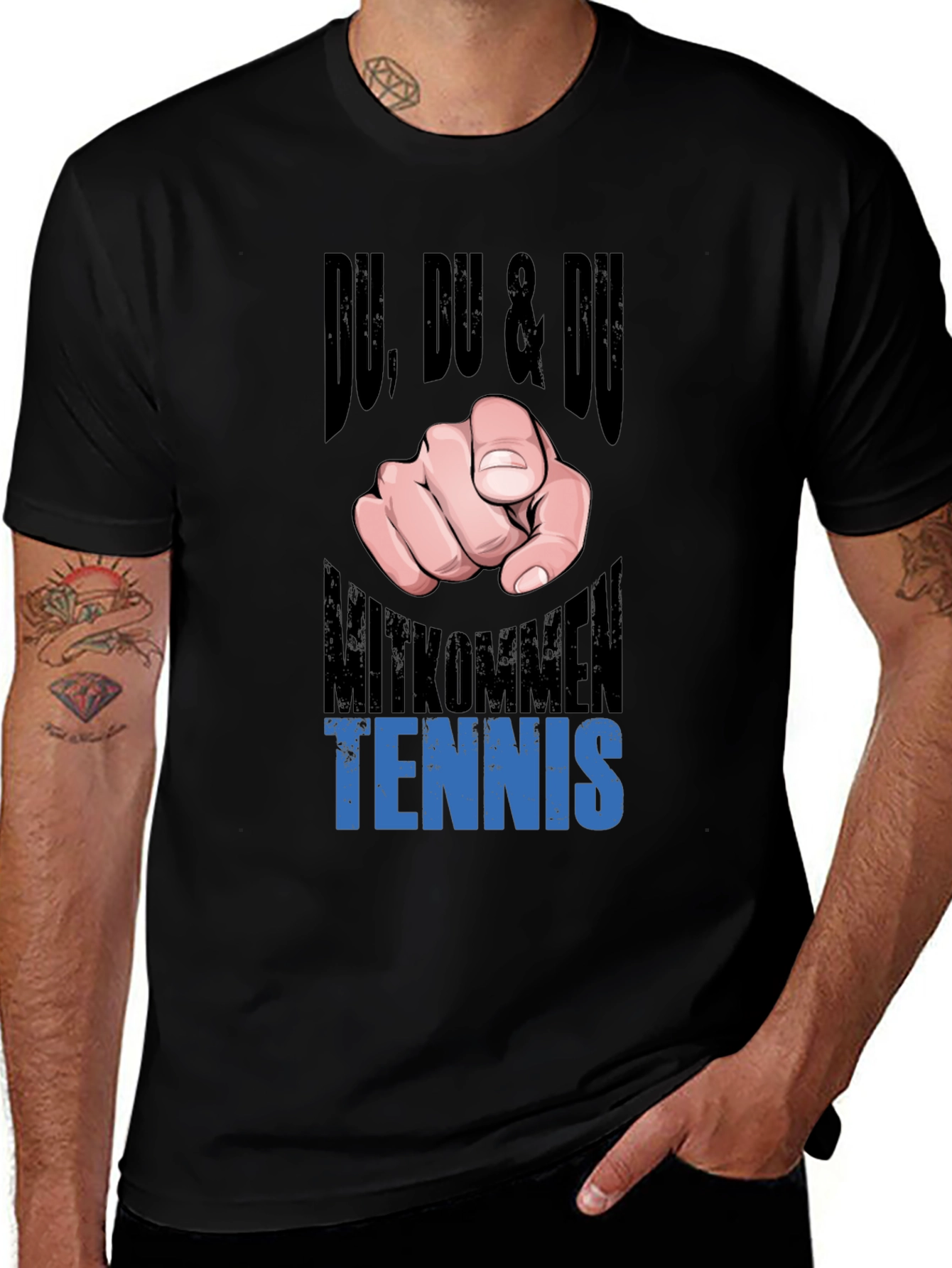Variant 22 of Du Tennis Graphic Tee - Black Cotton T-Shirt