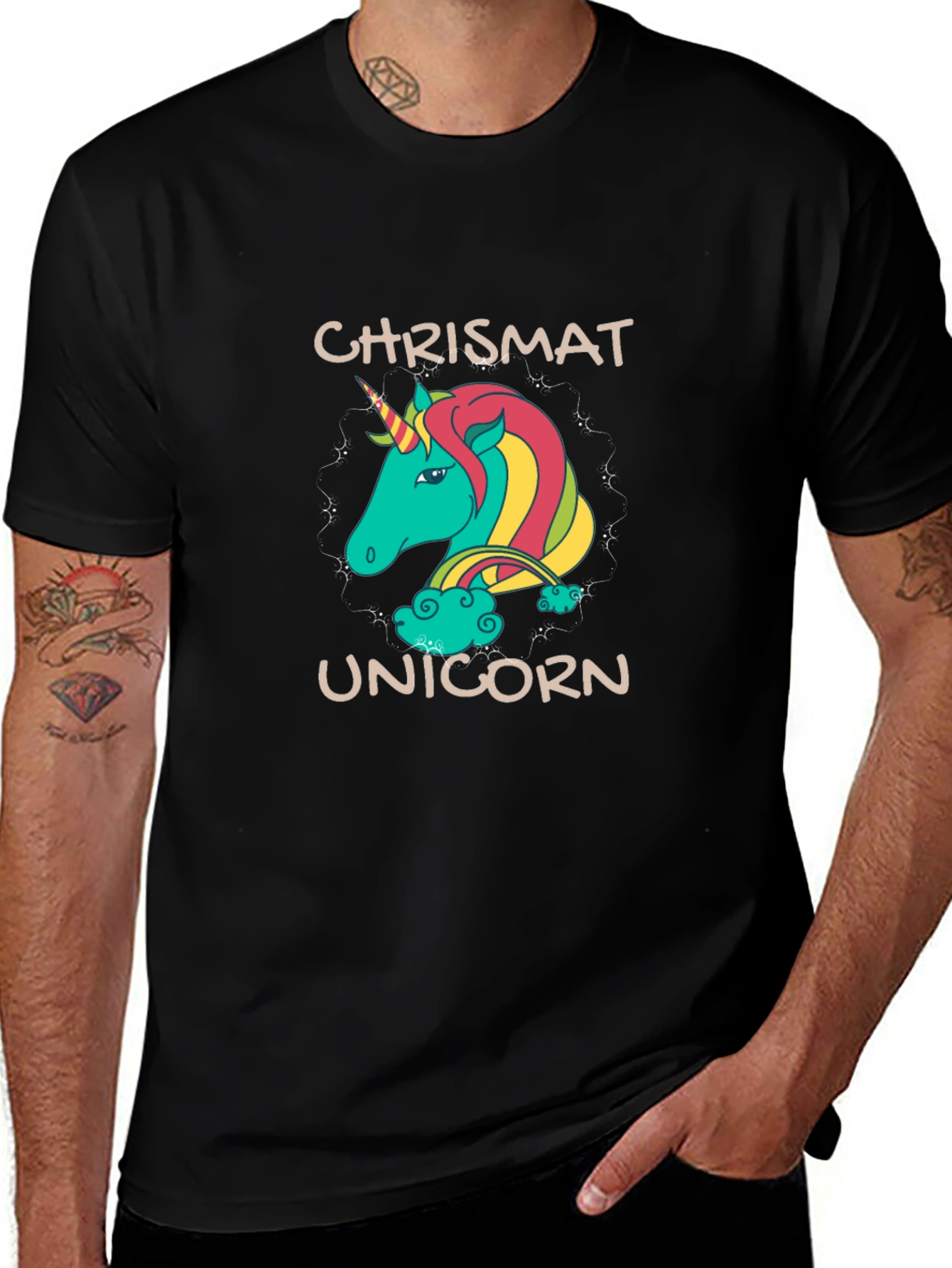 Variant 21 of Chrismat Unicorn T-Shirt - Black, Fun Design