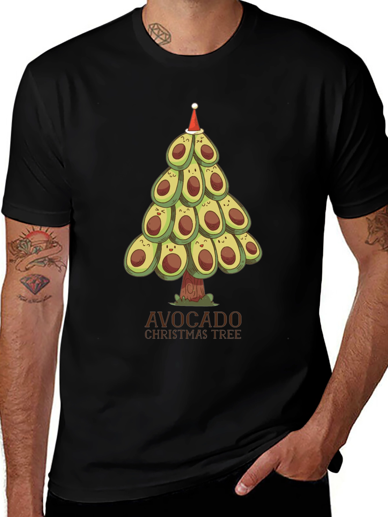 Avocado Christmas Tree T-Shirt - Festive Holiday Apparel