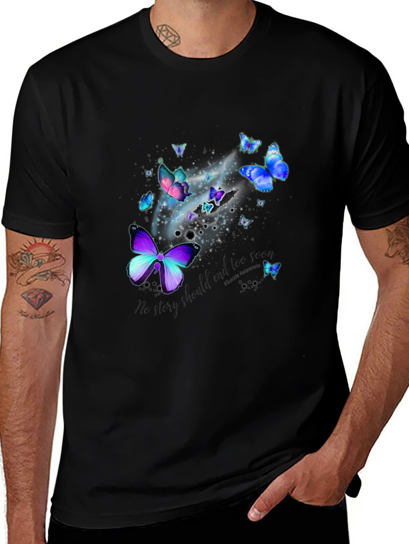 Variant 12 of Butterfly Graphic Print Black T-Shirt