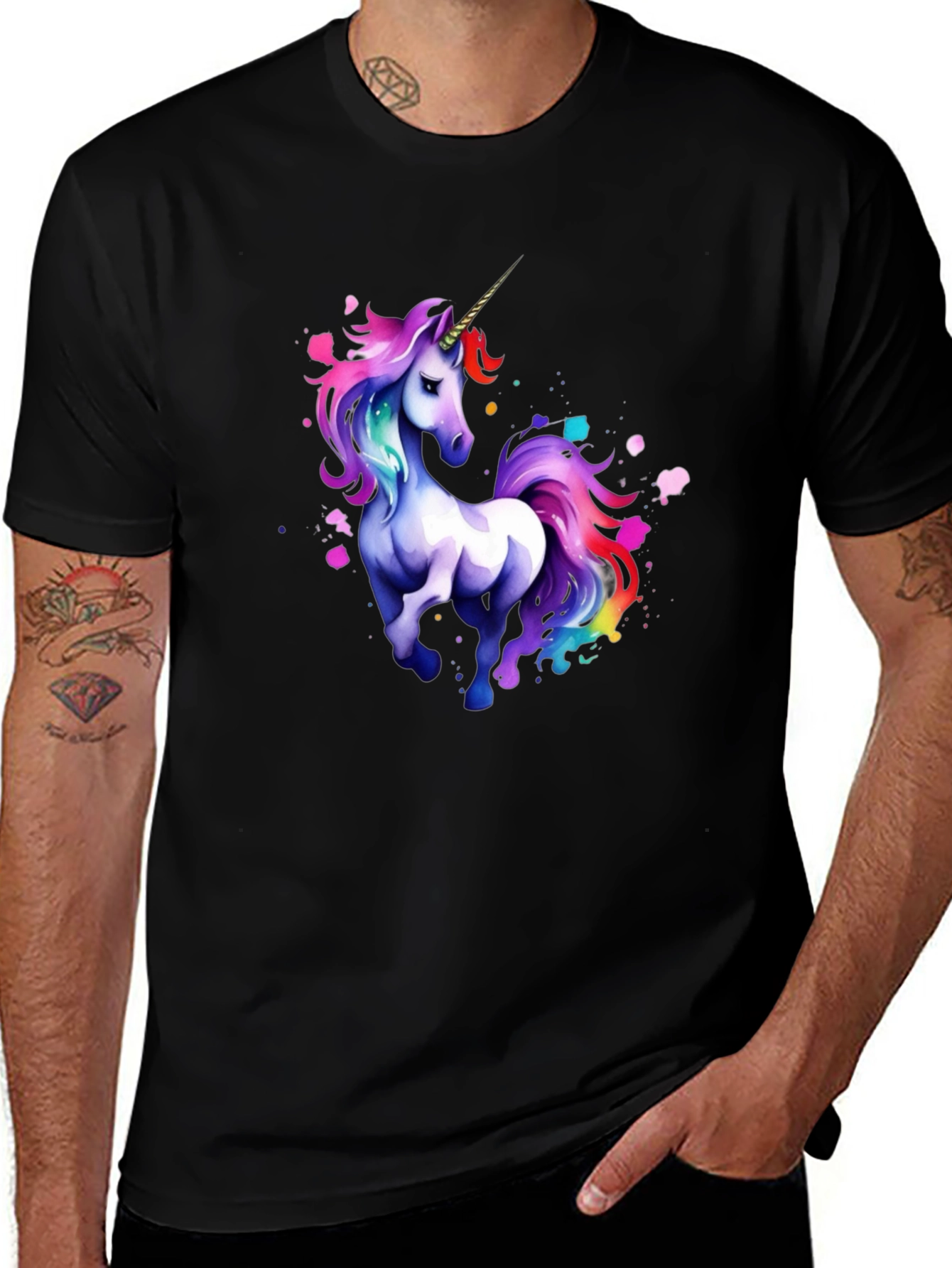Variant 25 of Unicorn Graphic Tee - Men's Black T-Shirt