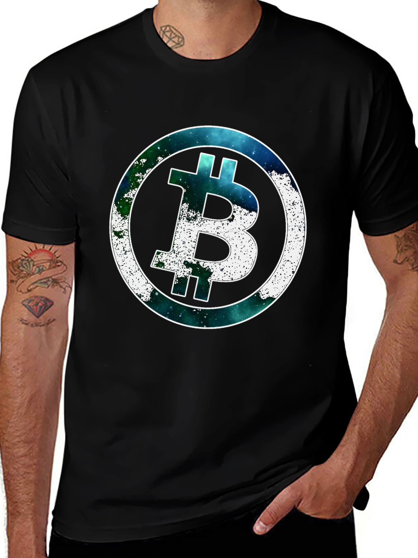 Variant 30 of Bitcoin Galaxy Graphic Black T-Shirt