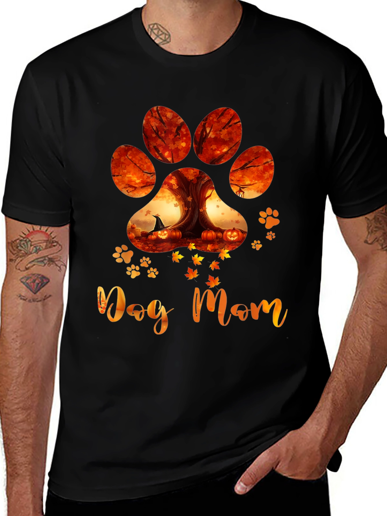 Variant 7 of Dog Mom Paw Print Fall T-Shirt