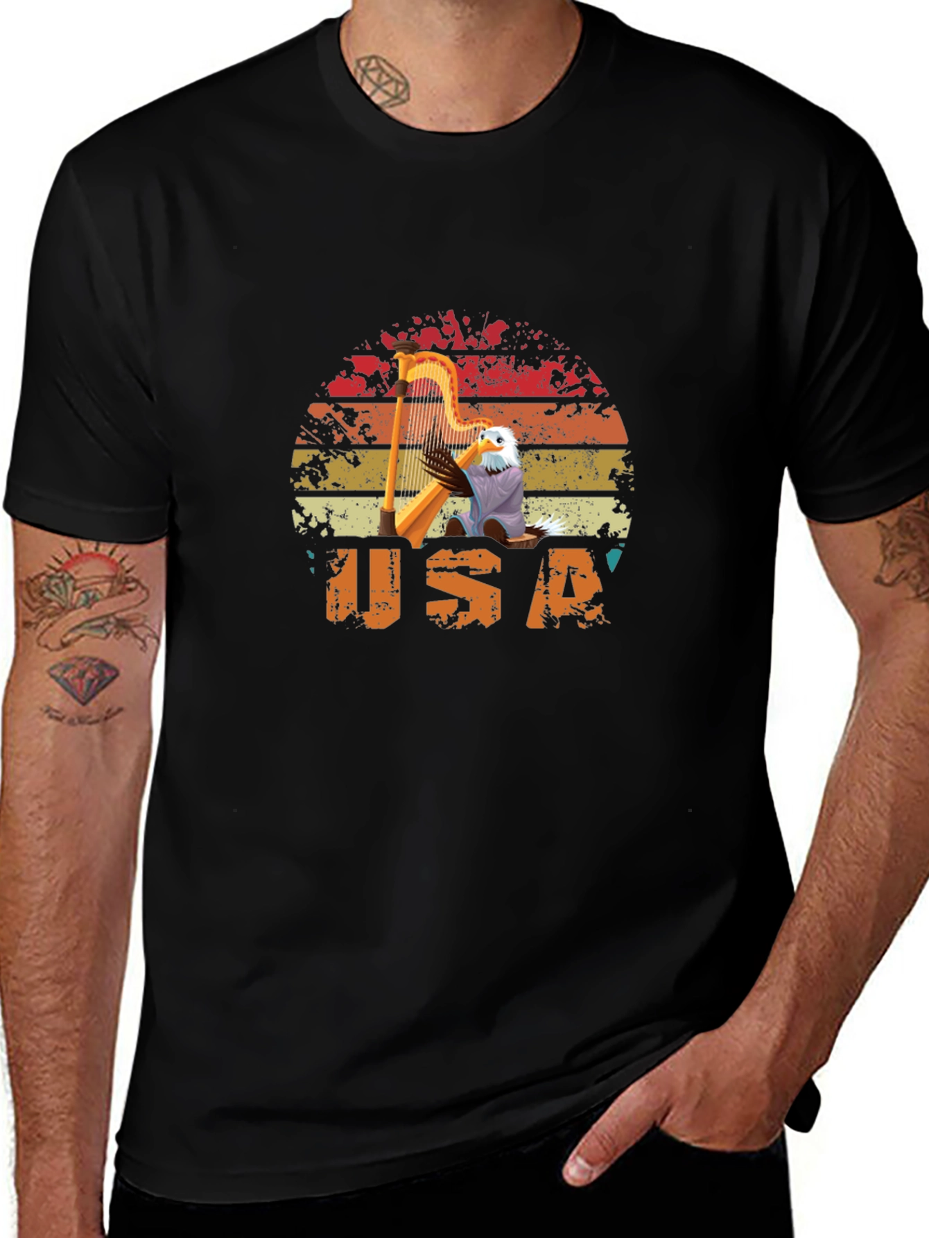 USA Harp Eagle T-Shirt: Patriotic Style