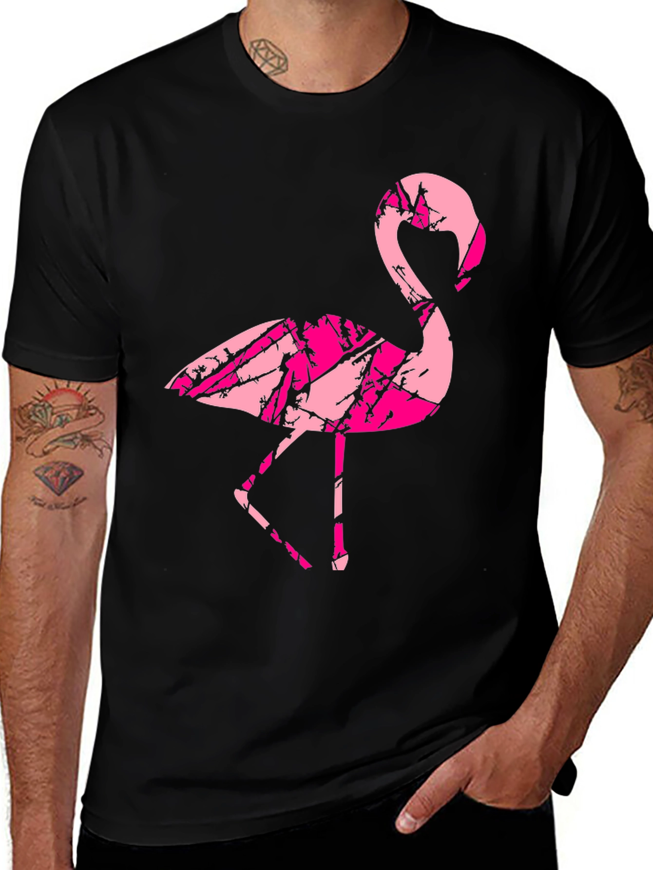 Variant 16 of Black T-Shirt with Flamingo Design