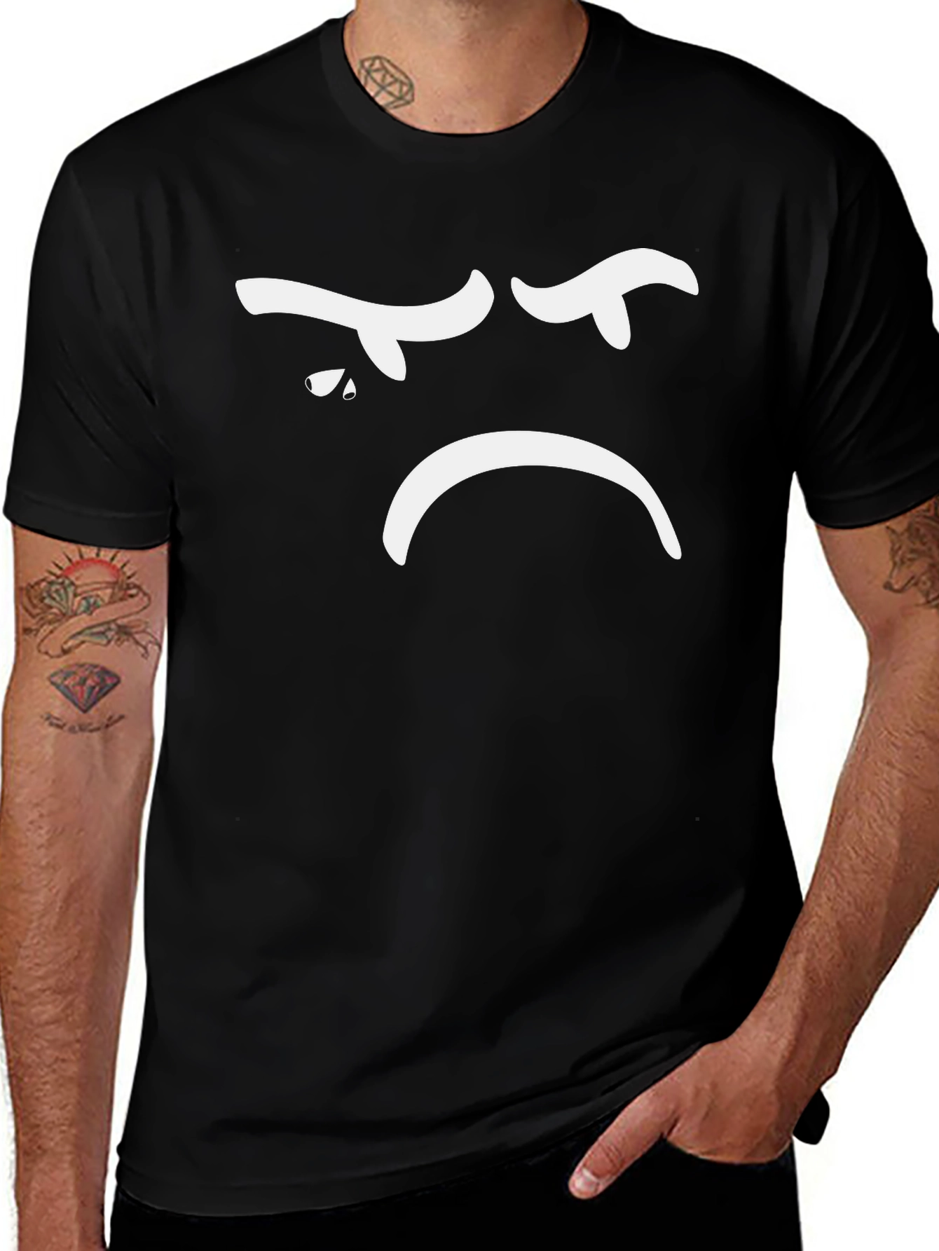 Variant 15 of Sad Face Graphic Tee - Unisex Black T-Shirt