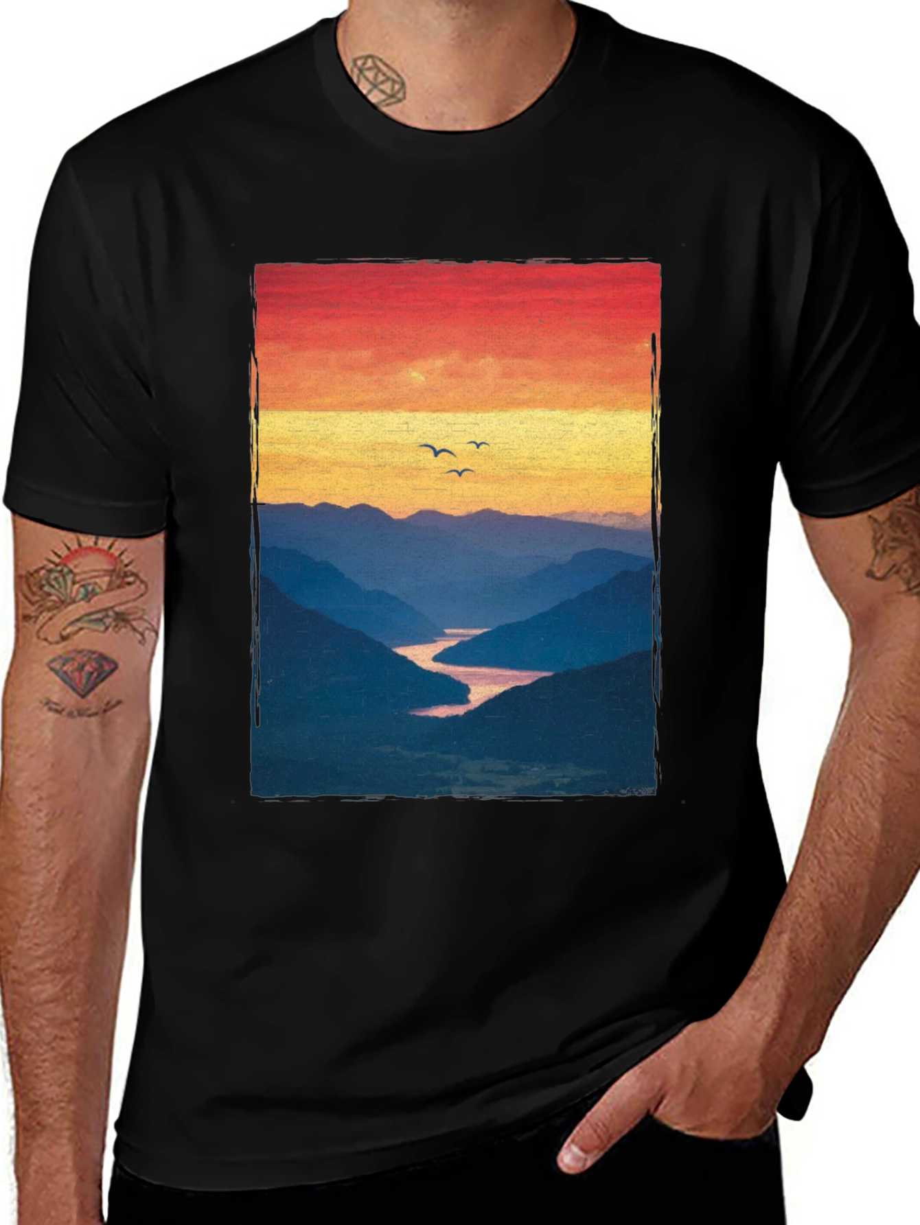 Variant 25 of Sunset Mountain River Graphic Tee