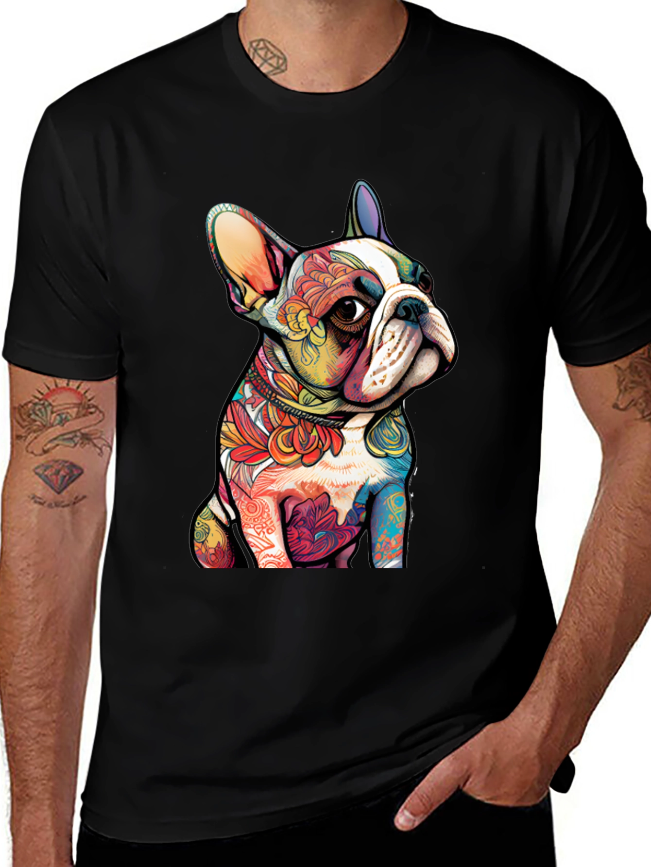 Variant 17 of Dog Lover T-Shirt - Colorful French Bulldog Design