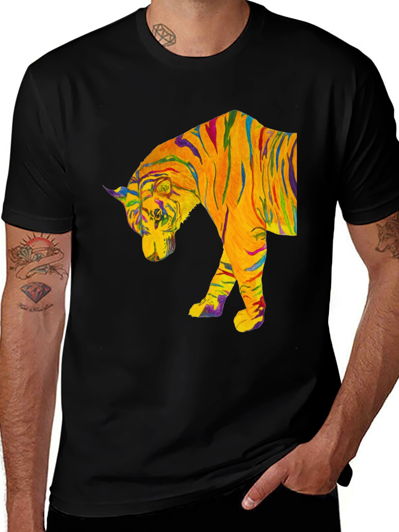 Variant 9 of Abstract Tiger Graphic Tee - Black