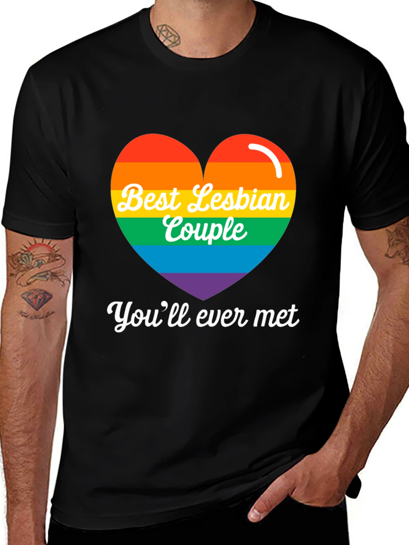 Variant 17 of Best Lesbian Couple Rainbow Heart Tee