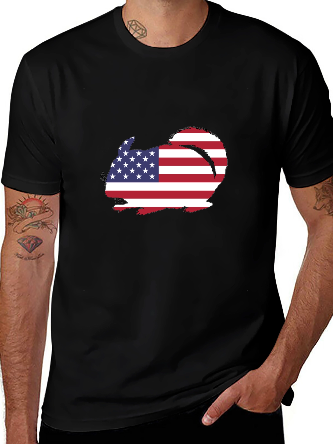 Variant 19 of American Flag Chinchilla Black T-Shirt