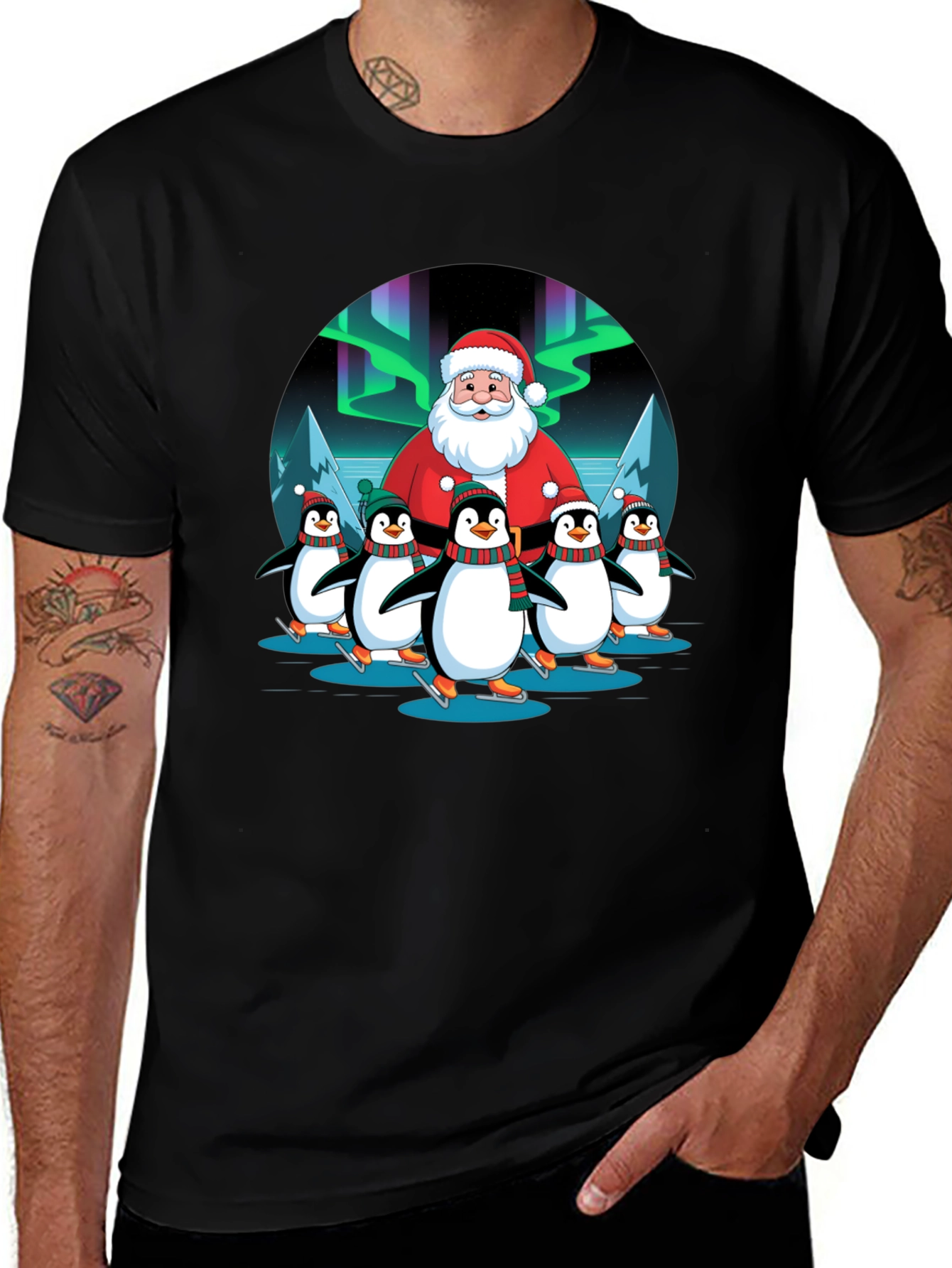 Santa and Penguin Skaters T-Shirt