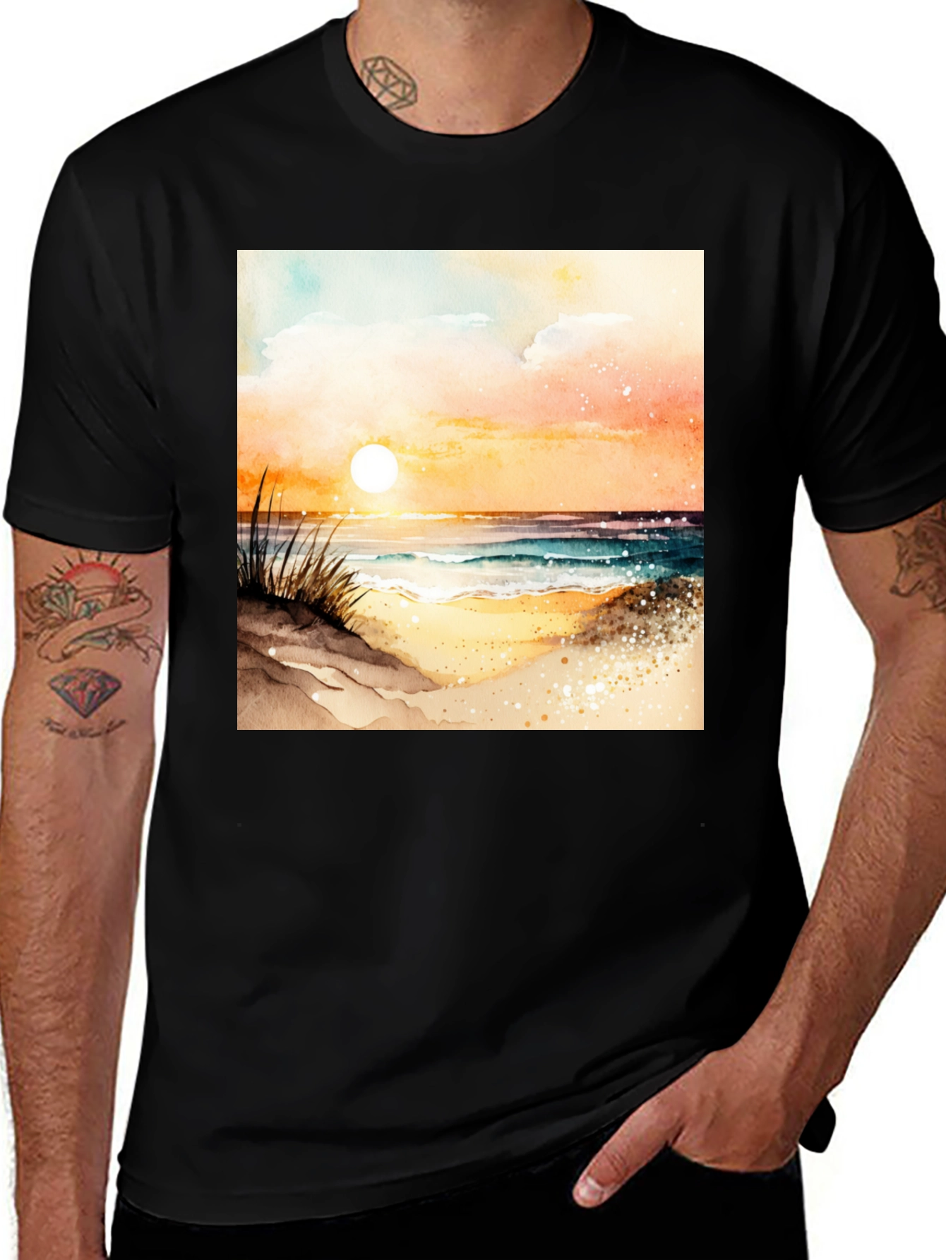 Variant 7 of Watercolor Beach Sunset Graphic Tee