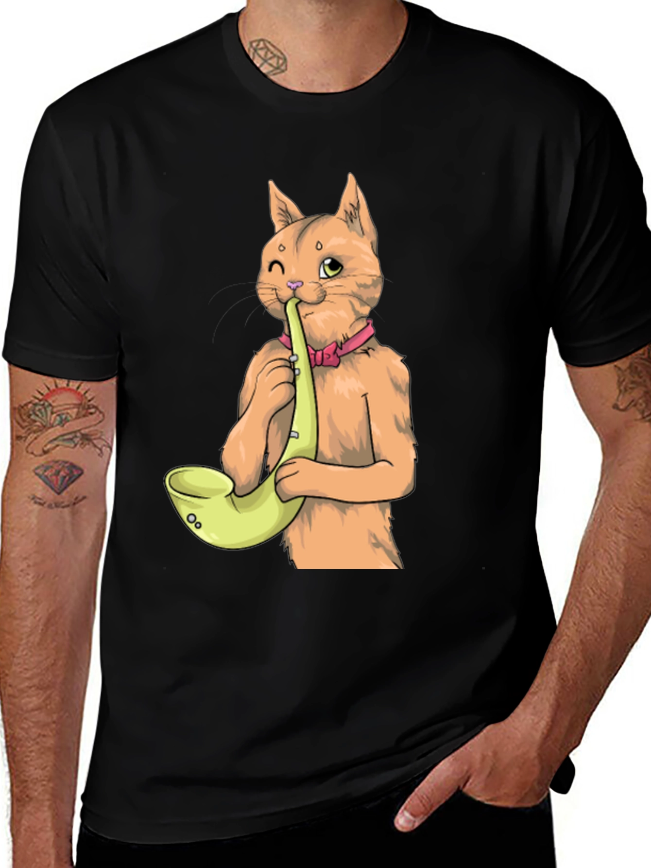 Variant 24 of Cat Saxophone T-Shirt - Cool Musical Tee